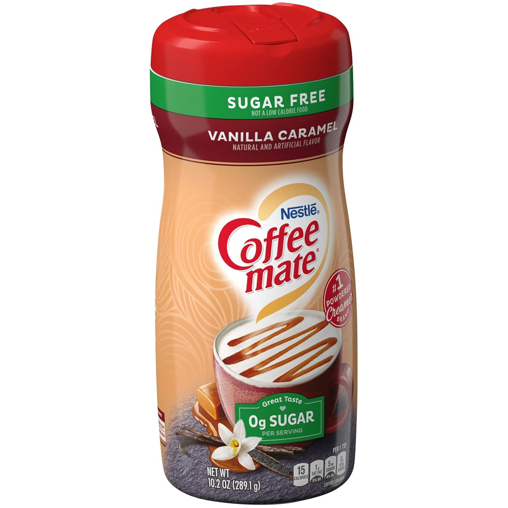 Coffee-Mate vaniljekaramel, sukkerfri pulverkaffeflødekande, Kaffeesahne Pulver - Vanille Karamell - OHNE ZUCKER! fra USA