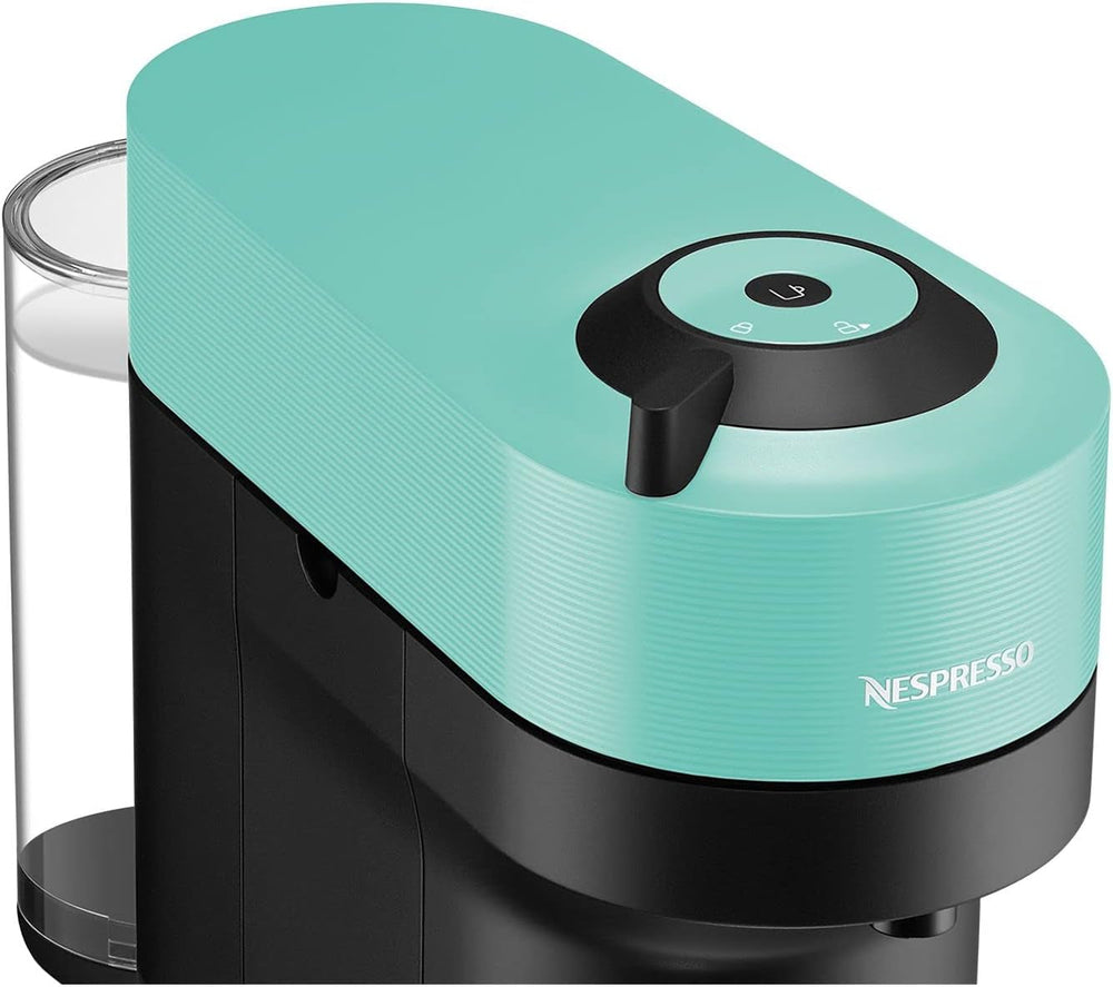 Espressor cu capsule Nespresso Krups Vertuo Pop, capacitate: 560 ml, recunoaștere automată a capsulelor, sistem one-touch, 4 dimensiuni de cești, timp de încălzire scurtat, sustenabil, Aqua Mint, XN9204
