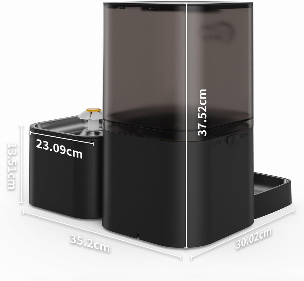 2-i-1-Automatik-Futter- og Wasserspender für Katzen, großvolumiger 6-Liter-Trockenfutterspender + 2,5-Liter-Wasserspender mit App-Steuerung, Sprachauzeichnung, zeitgesteuwerter Fütterung