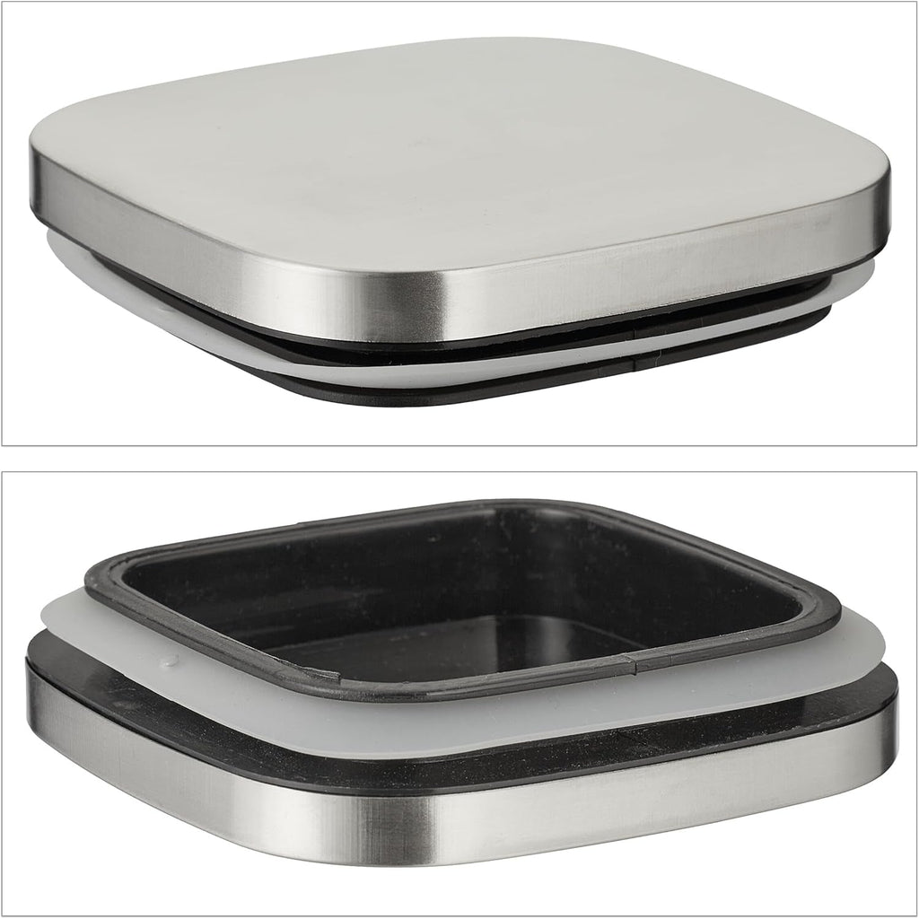 Borcane de depozitare Relaxdays cu capac, set de 3, 600 ml, borcane de depozitare pătrate, recipiente de sticlă etanșe, transparente/argintii Cutii depozitare alimente Naty Shop