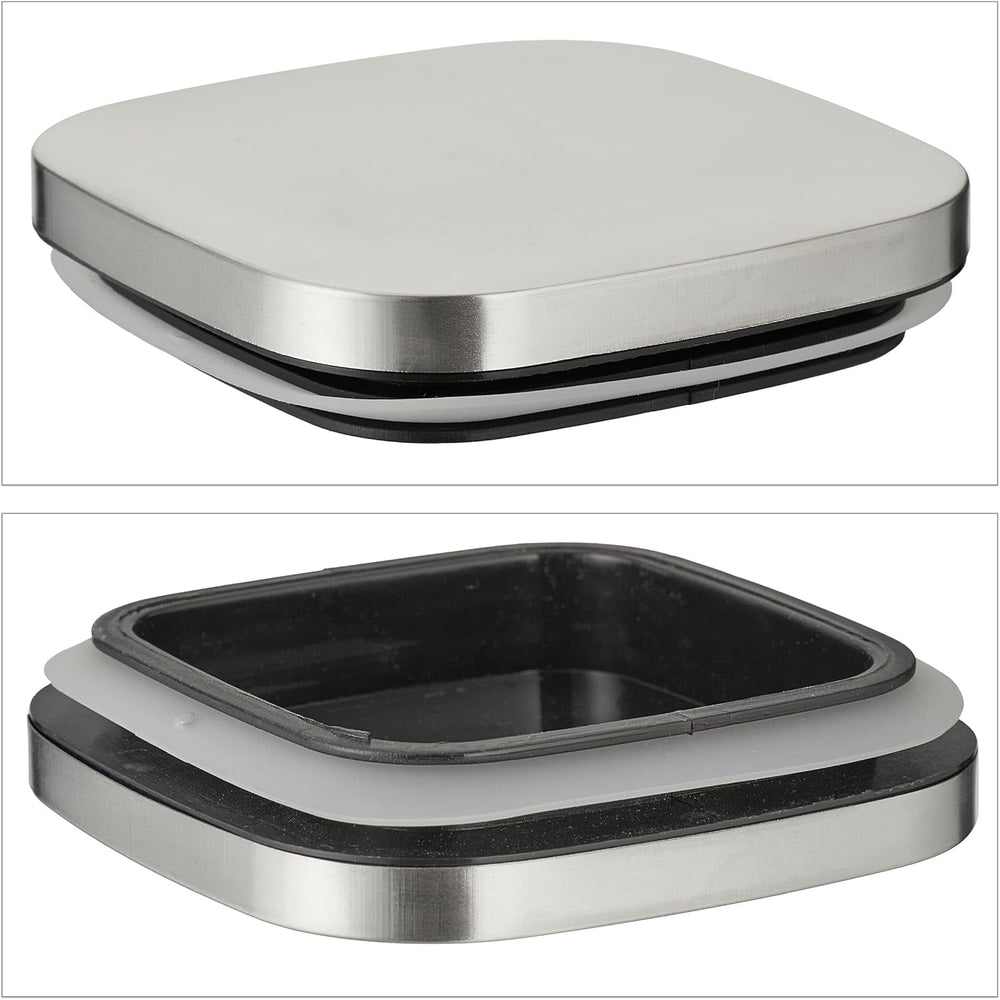 Borcane de depozitare Relaxdays cu capac, set de 3, 600 ml, borcane de depozitare pătrate, recipiente de sticlă etanșe, transparente/argintii Cutii depozitare alimente Naty Shop