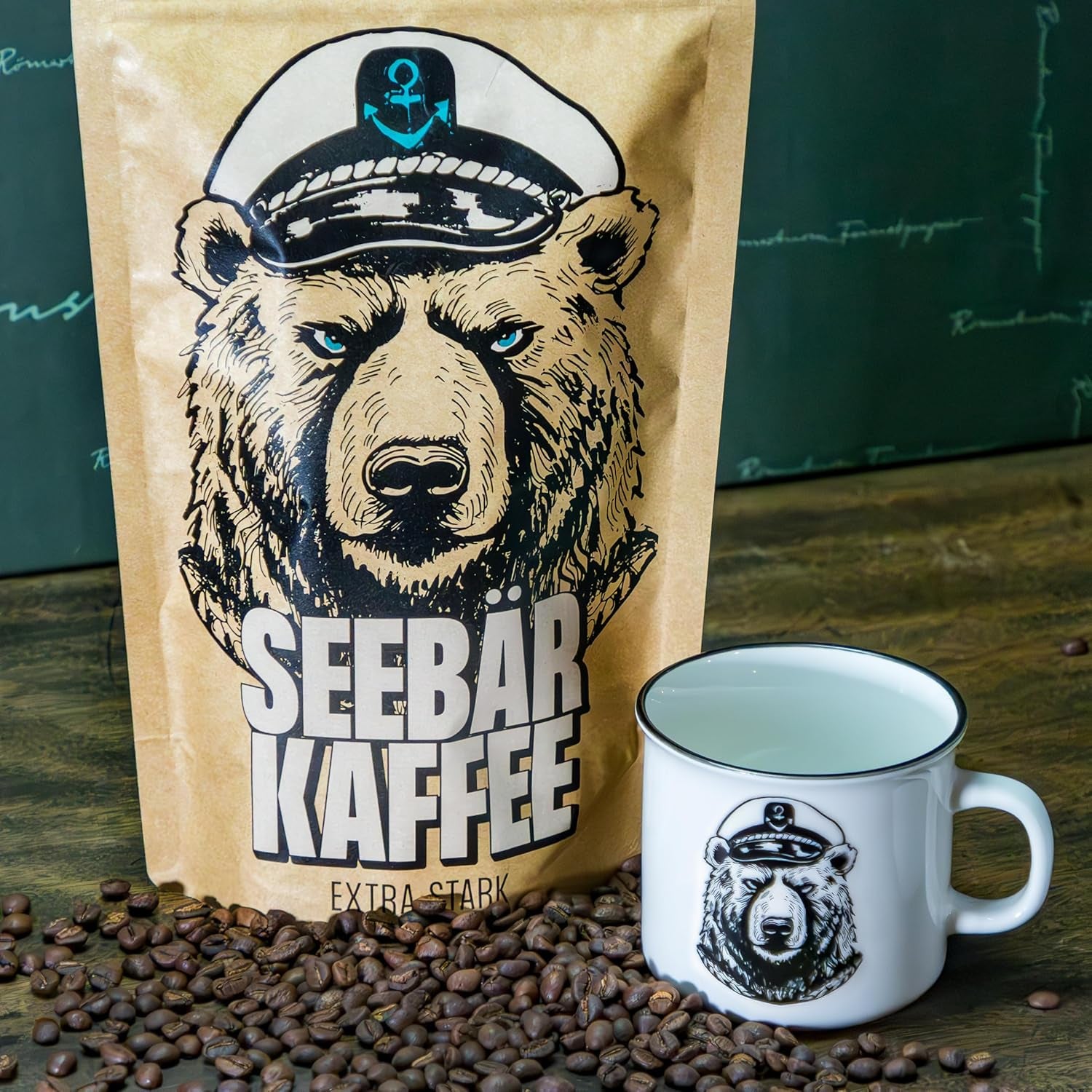 SEEBÄR COFFEE - Boabe de cafea extra tari - 500g - Aciditate scăzută și aromă intensă - Boabe întregi pentru aparate de cafea complet automate, espresso și French press - Conținut ridicat de cafeină și aciditate scăzută