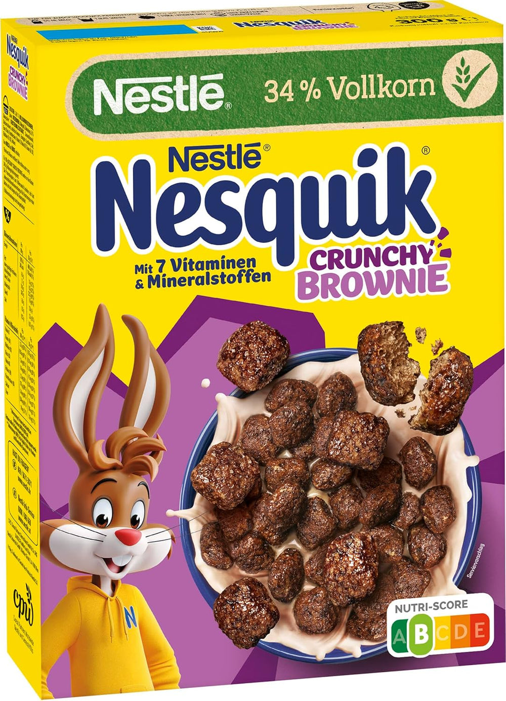 Nestlé NESQUIK knasende brownie, knasende morgenmadsprodukter med chokoladechips og en innovativ form for ekstra sprød, pakke med 7 (7 x 300 g)