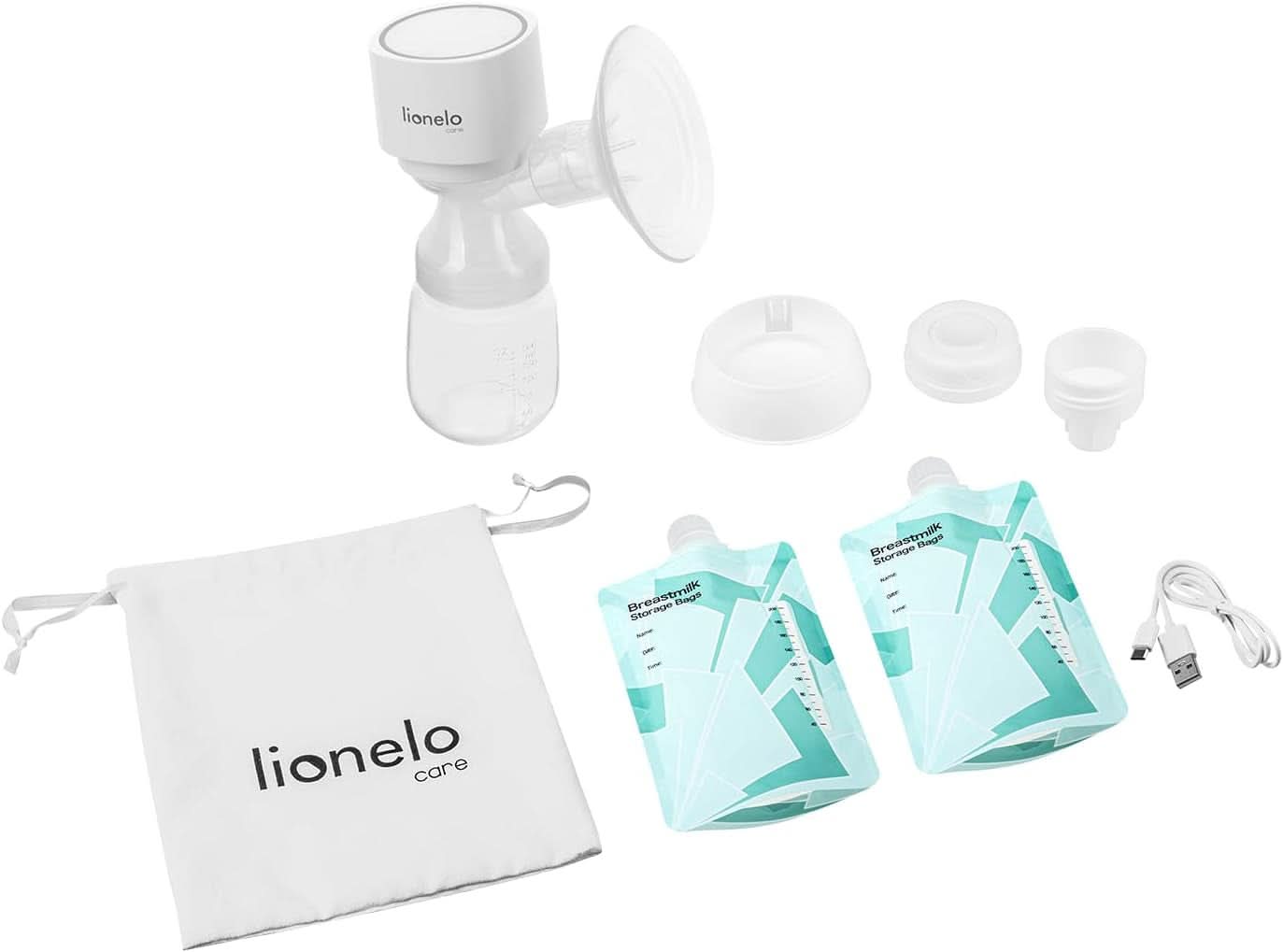 LIONELO Fidi One trådløs brystpumpe 180 ml, 3-faset bærbar brystpumpe, 9-trins energibesparende massage, silikonetragt 26 mm Løbetid 120 min. Bpa-frit tilbehør Mad og amning Bebe Naty Shop