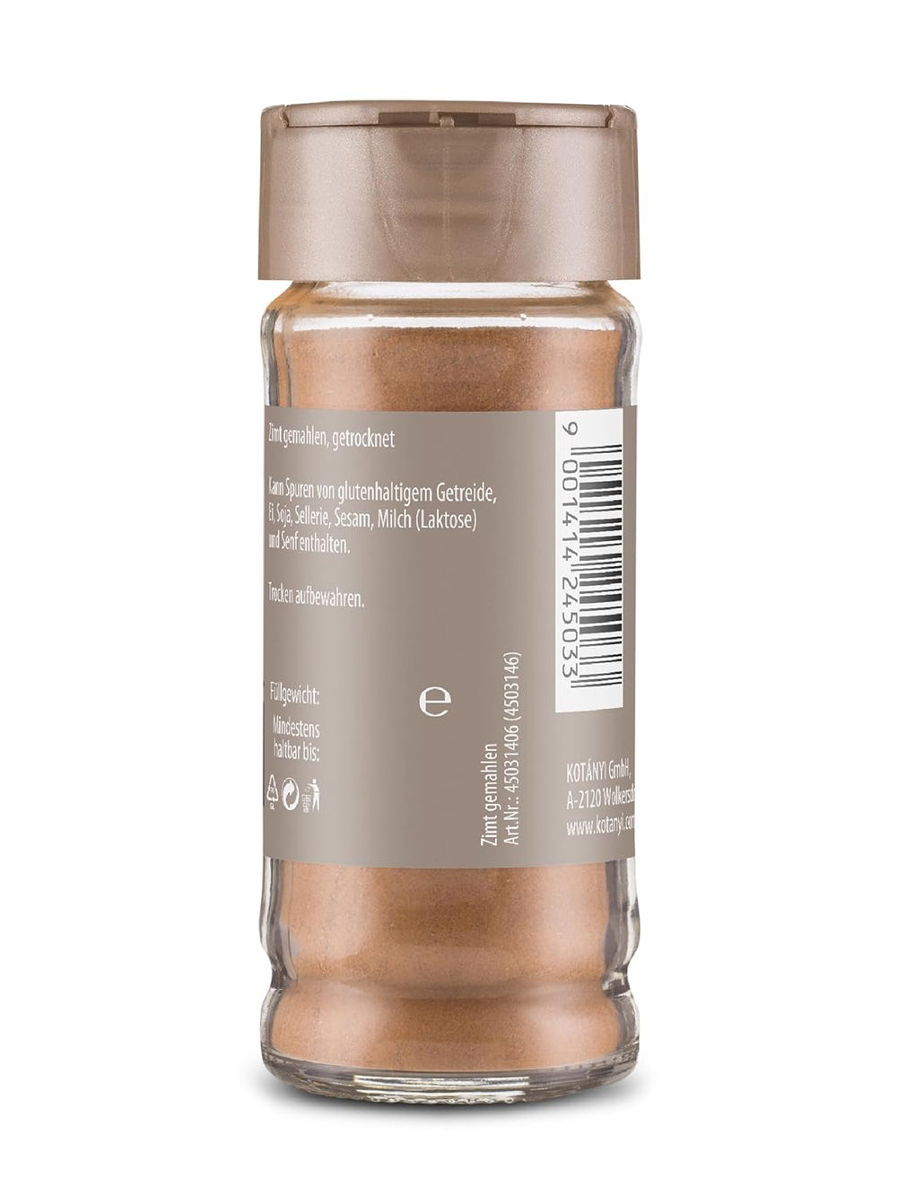 Kotányi Zimt gemahlen, würzig-süßer Geschmack, veredelt Milchreis, Gebäck, Desserter, Glas 80 ml