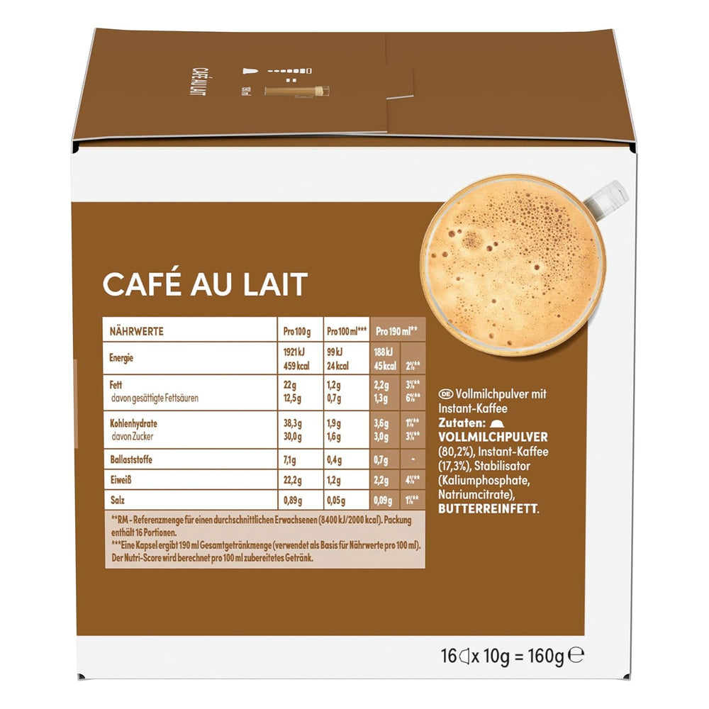 NESCAFÉ DOLCE GUSTO Café au Lait Kaffeekapseln 6er Pack (6 x 16 Kapseln)