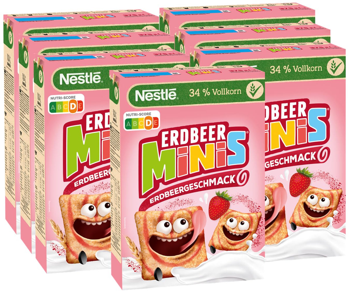 Nestlé Strawberry Minis, fuldkornsprodukter med jordbærsmag, pakke med 7 (7x375 g)