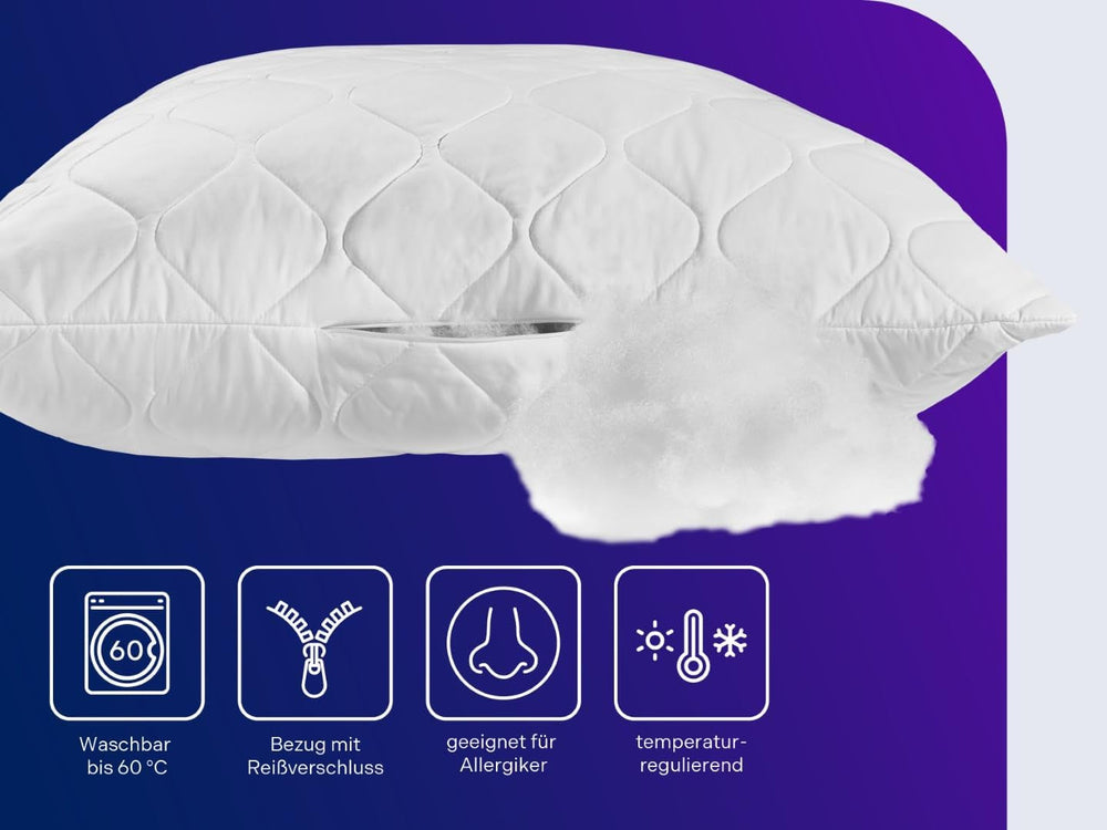 Pernă Traumnacht aloe vera cu husă confortabilă din microfibră moale catifelată, 40X80 cm, certificată Oeko-Tex, produsă în conformitate cu standardul de calitate german Perne standard Naty Shop