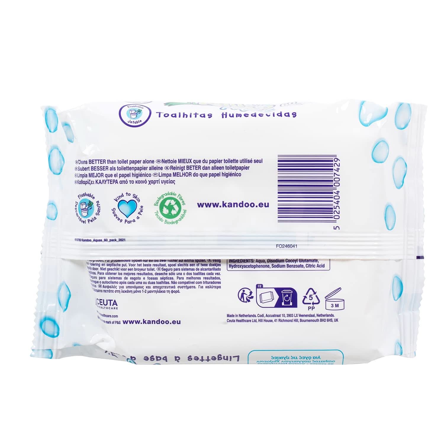 Aquas multifunktionelle toiletservietter 99% vand Pakke med 60 Baby Wet Wipes Naty Shop