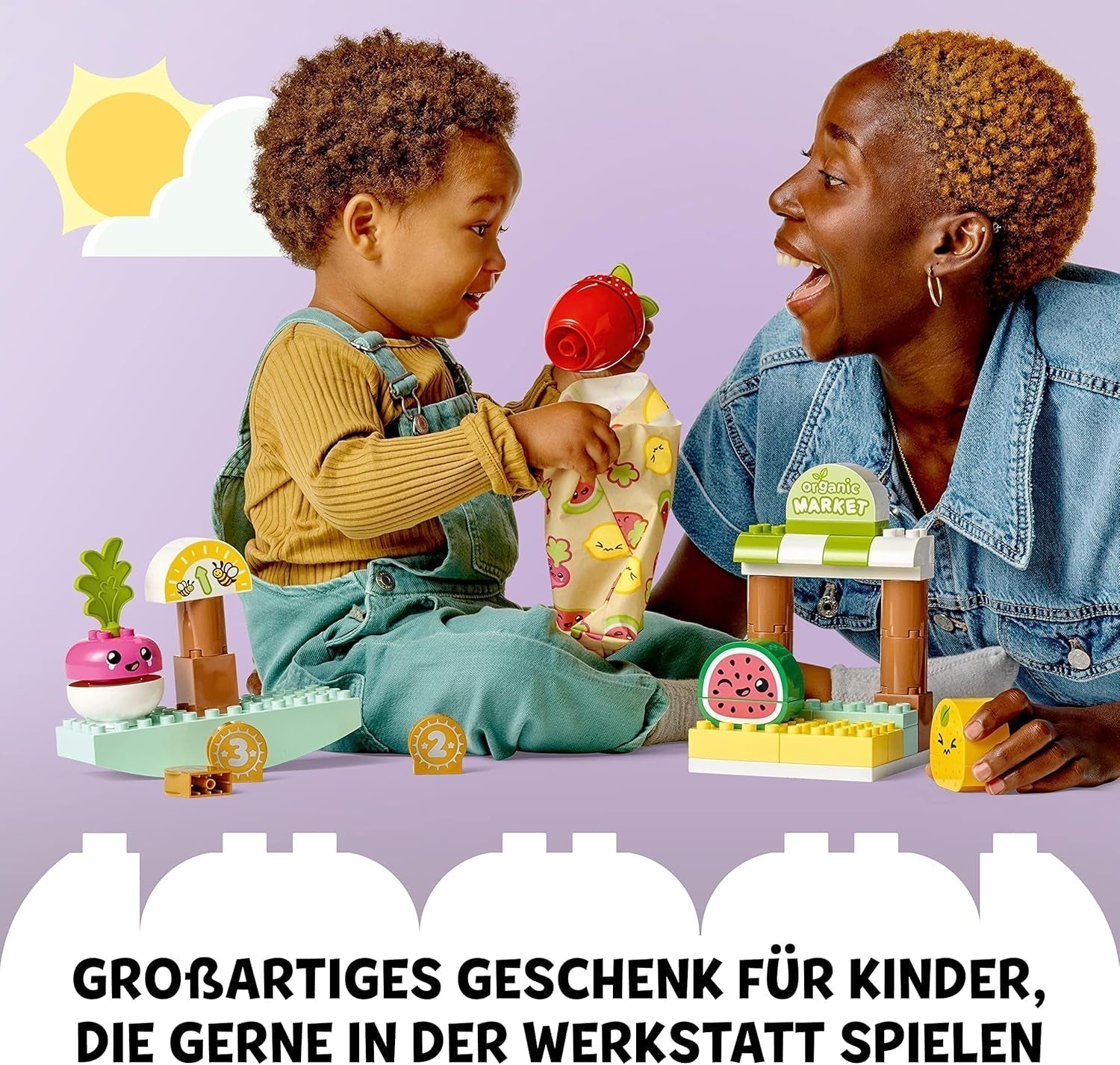 LEGO DUPLO Prima mea piață organică, set magazin de jucării pentru băieți și fete, jucărie educativă pentru copii mici de la 1,5 ani, accesorii pentru fructe și legume 10983 Seturi de constructie Besuche den LEGO-Store