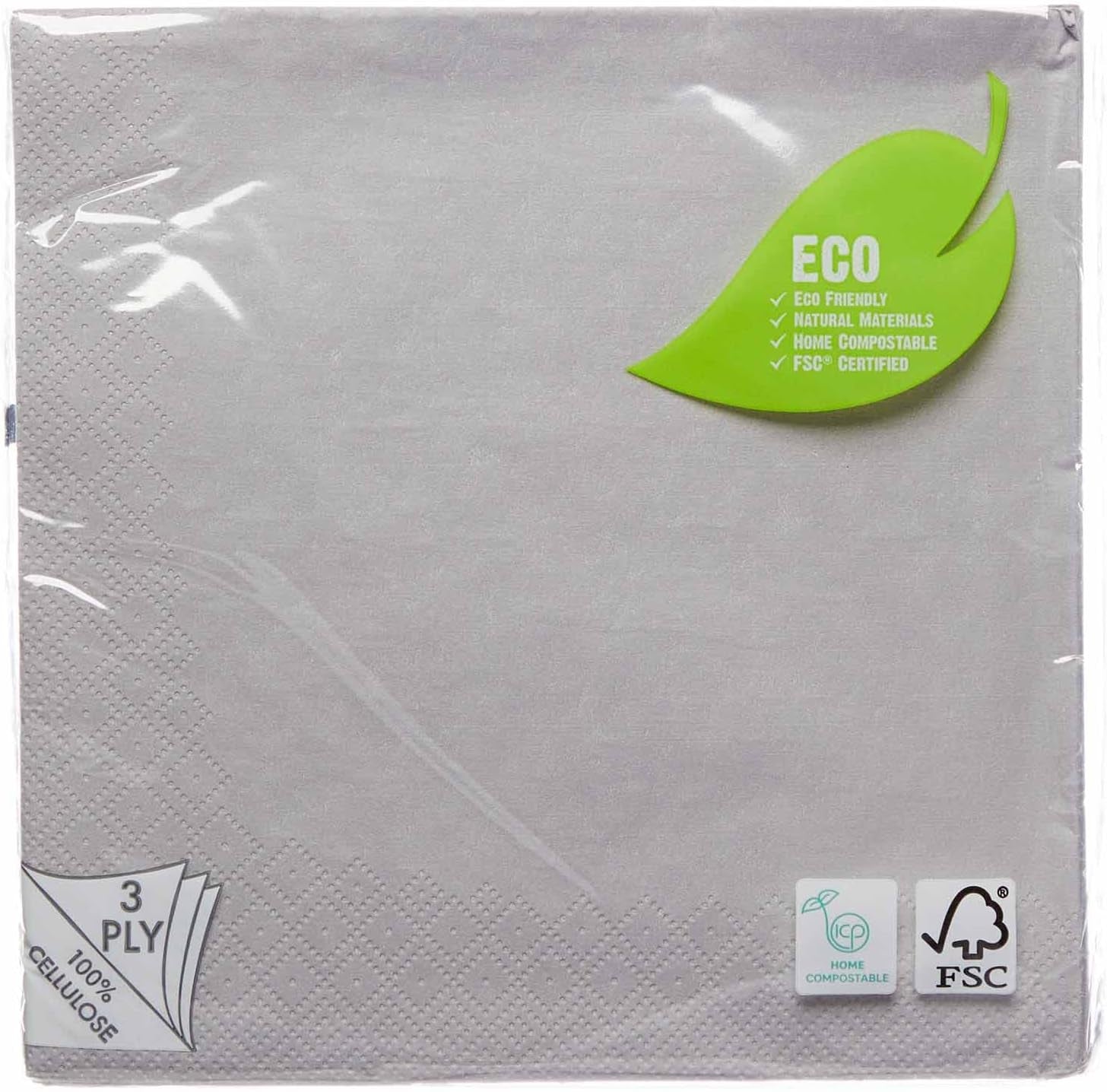 Amscan 9915402-215 - Șervețele de prânz ecologice, compostabile, gri grafit, 20 bucăți