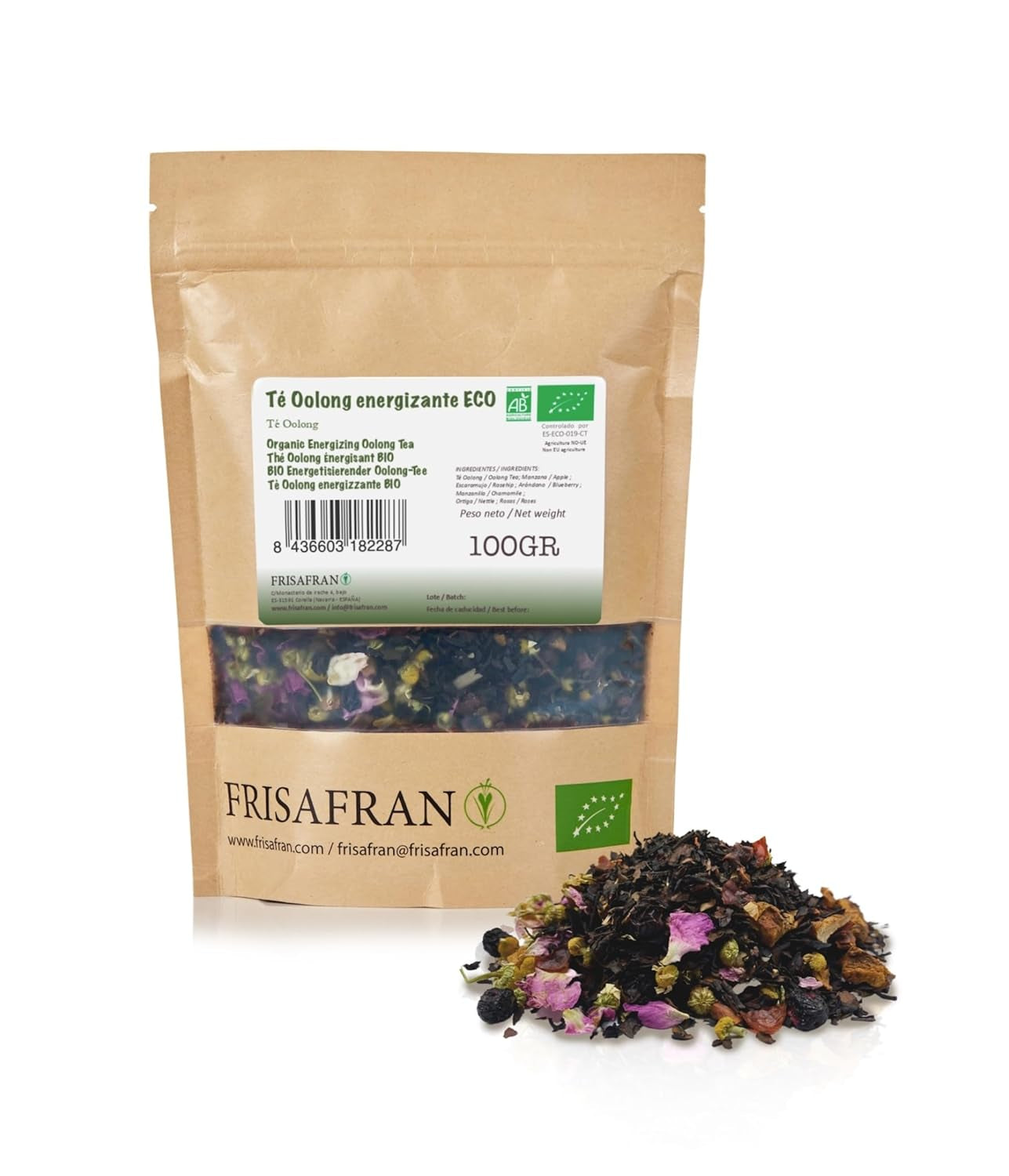 FRISAFRAN | Ceai verde Gunpowder cu mentă bio, vrac, 100 g | Antioxidant | Ceai verde japonez | Digestiv | Sănătos | Băutură răcoritoare | Infuzie de mentă | Ceai pur | Frunze de mentă | Cald-rece | Mentă