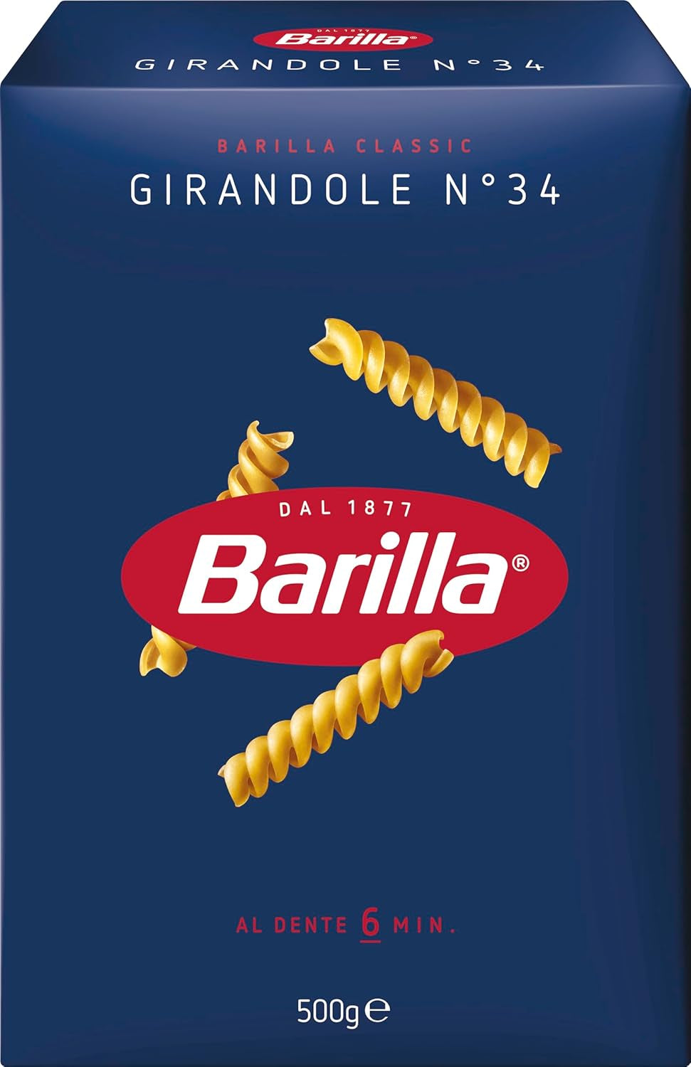 Pasta Barilla Classic Girandole no. 34, lavet af højkvalitets durumhvede, altid al dente (1 x 500g)