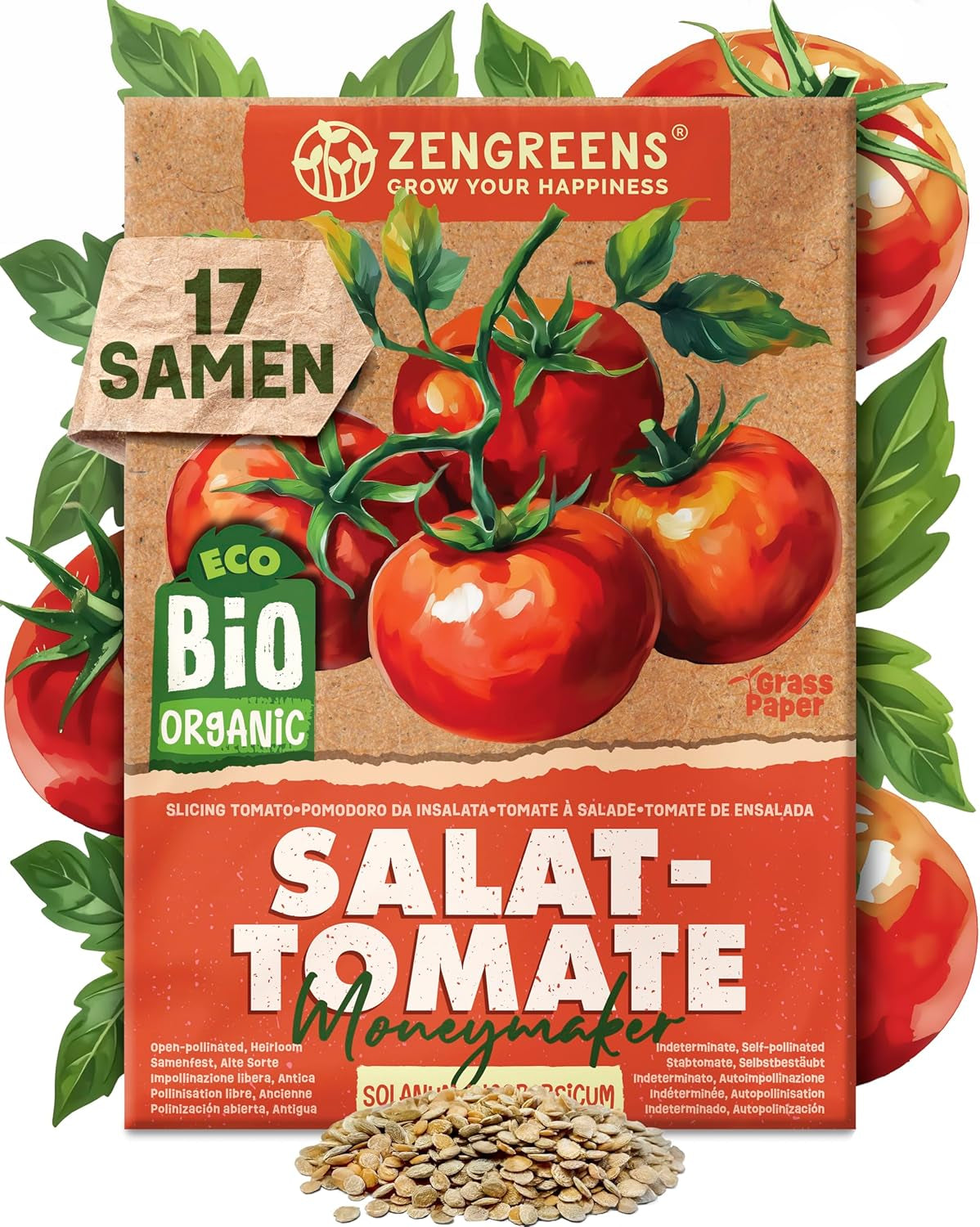 Økologiske tomatfrø i et sæt med 10 - 10 tomatfrø til nem dyrkning i haven, balkonen eller højbedet - Plantefrø - Frøplanter