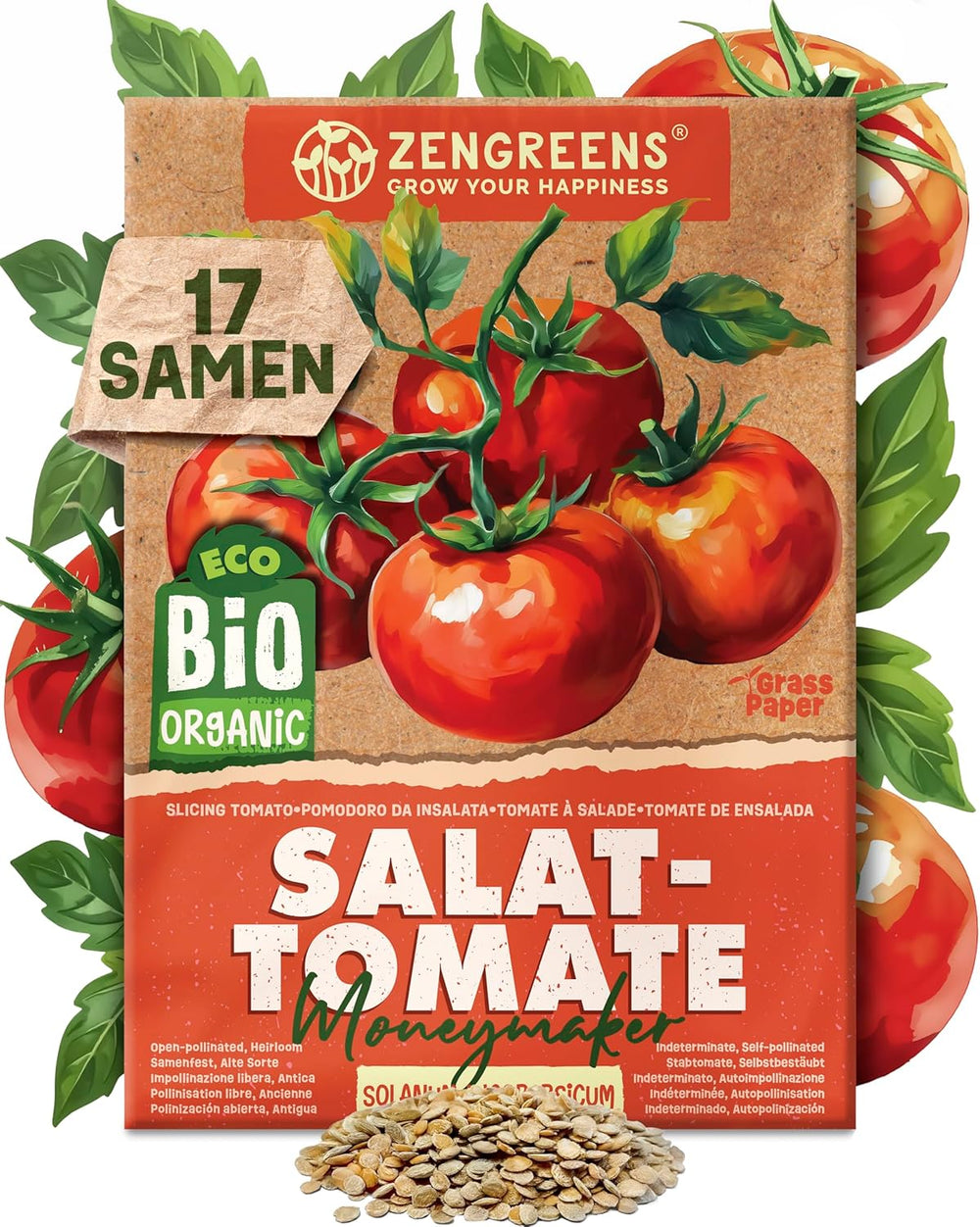 Økologiske tomatfrø i et sæt med 10 - 10 tomatfrø til nem dyrkning i haven, balkonen eller højbedet - Plantefrø - Frøplanter