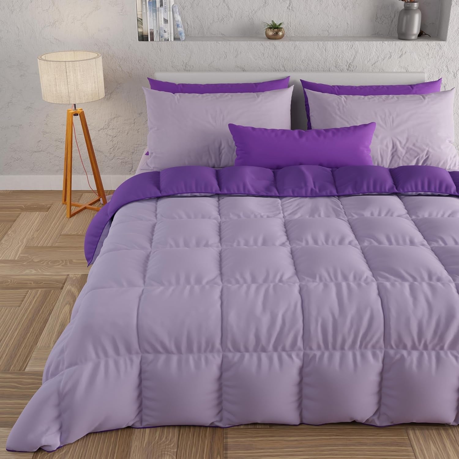 PETTI Artigiani Italiani - Vinterdyne til dobbeltseng, maxi, monokrom, dobbeltsidet, hvid, grå, 100% Made in Italy Dyner og dyner Naty Shop Plum Seng størrelse 170-180X200: [Quilt 260 X 270 Cm]