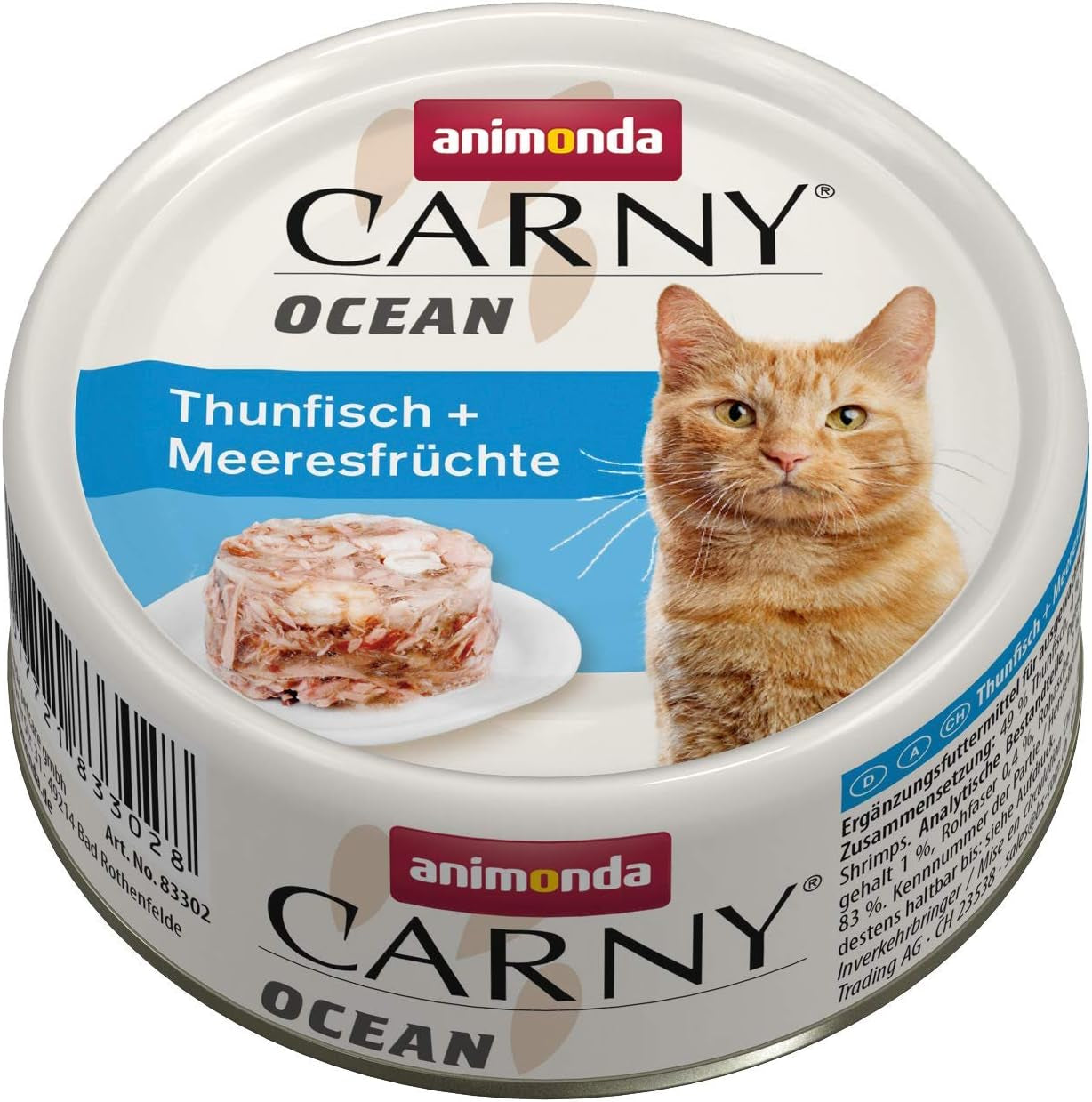 animonda Carny Ocean Thunfisch + Meeresfrüchte (12 x 80g), Katzenfutter nass für ausgewachsene Katzen, mit zartem Fischfilet, ohne Getreide ohne Zucker
