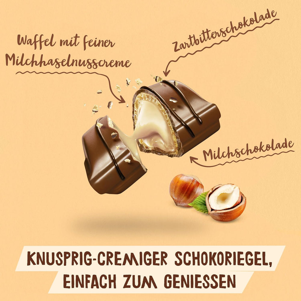Kinder Bueno Mini - Crunchy Wafer chokoladebarer, mælkecreme og hasselnødder og fin mælkechokolade - Karnevalsgodbidder - 1 pose mini individuelt indpakkede stænger (1 x 108 g)
