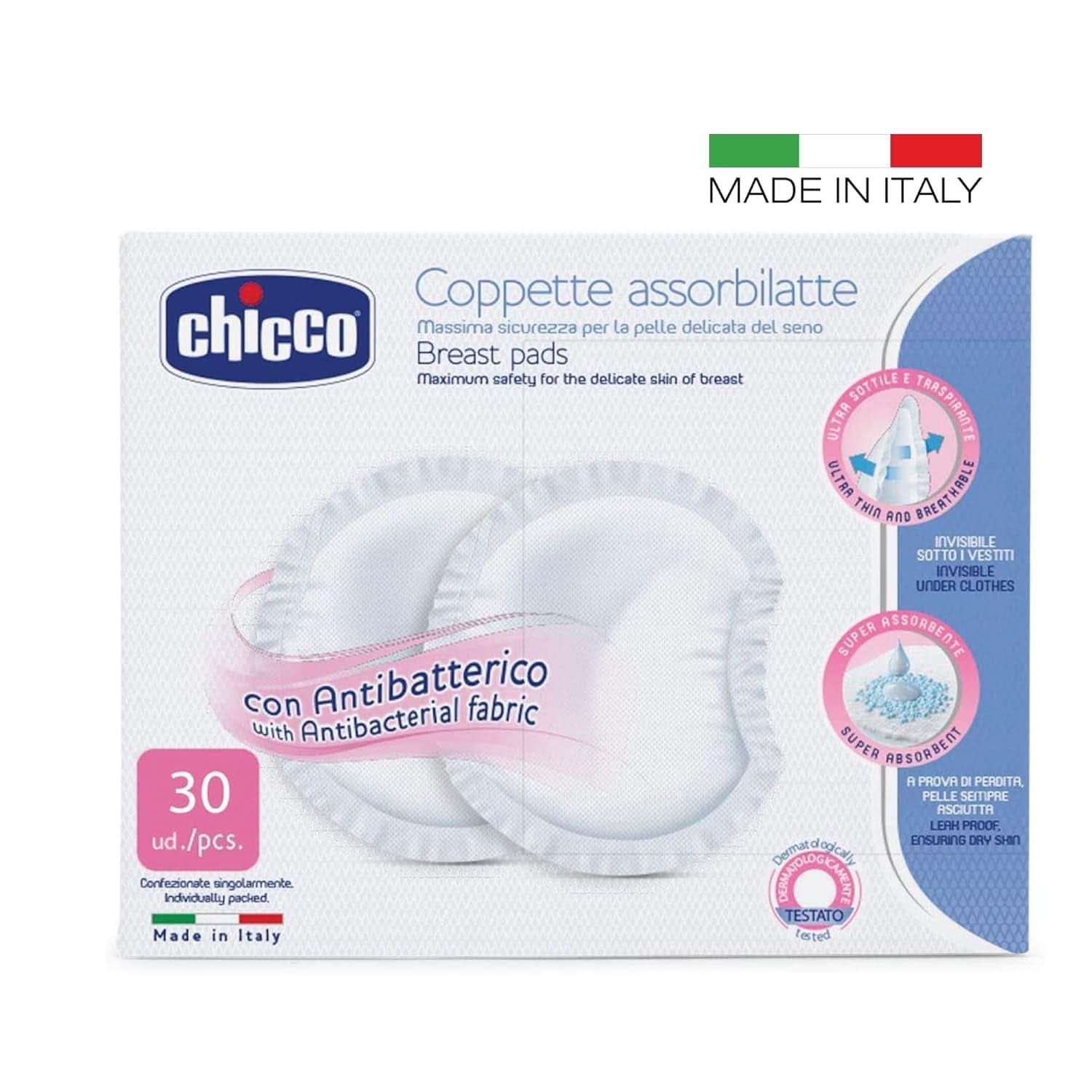 Chicco Acterielle Natural Feeling ammeindlæg, 30 stk. Mad og ammetilbehør Bebe Naty Shop
