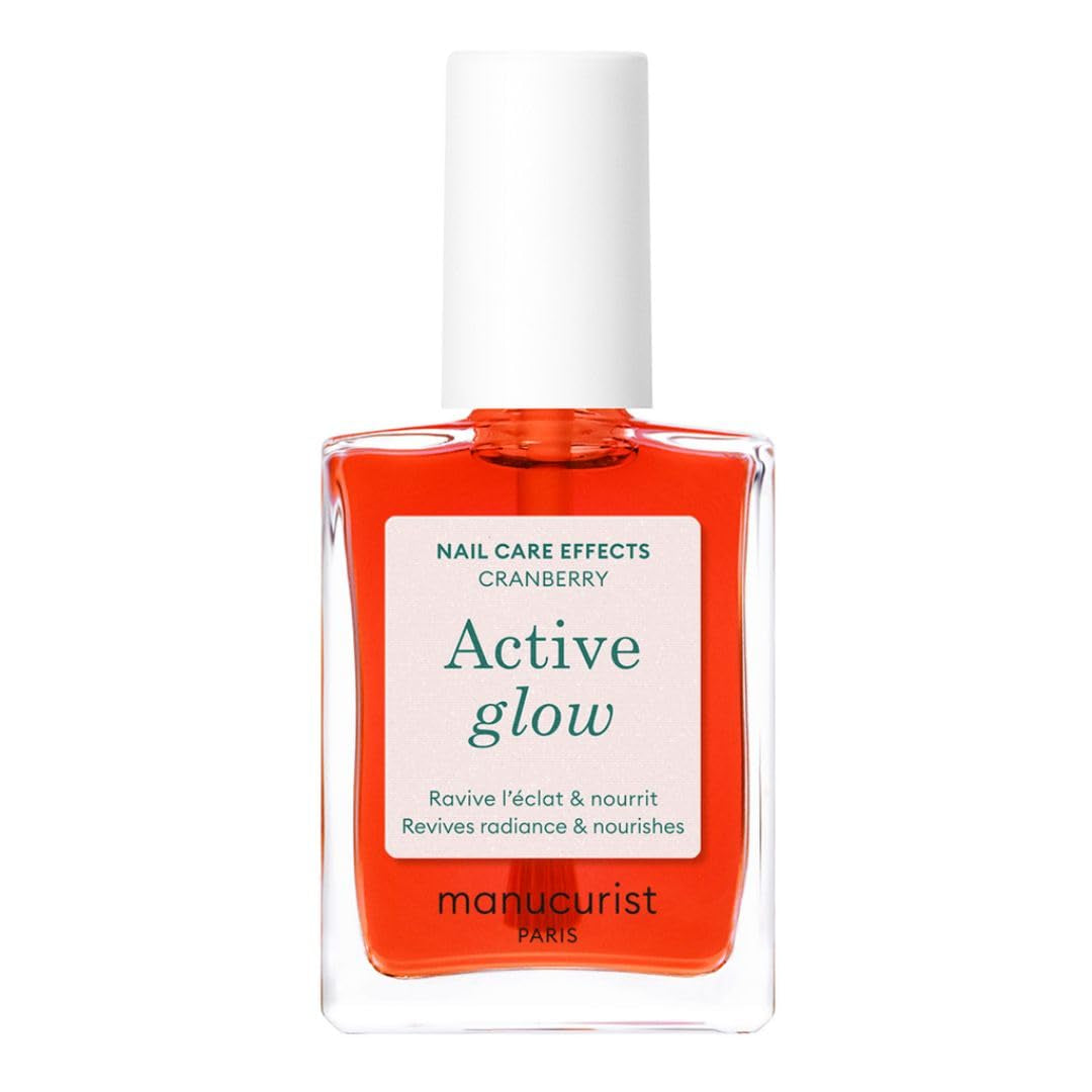 MANUCUIST Nail Care Repair Active Glow Raspberry (Pink) Bio-baseret: Sød mandel, hindbær, nærende og blank neglelak, Transparent Pink Effect - Nude neglelak