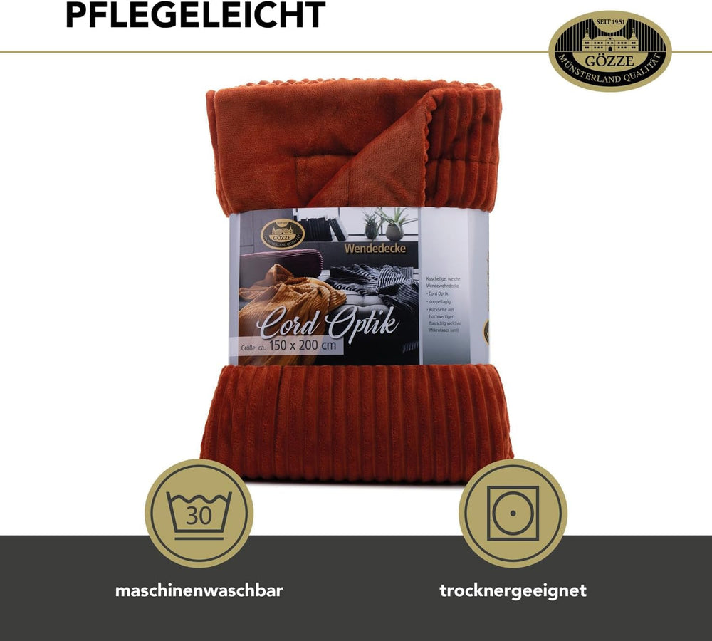 Gözze - Behageligt og blødt tæppe i fløjlslook, 1620G/stk, 150 X 200 Cm - kanel Senge og tæpper Besuche den Gözze-Store