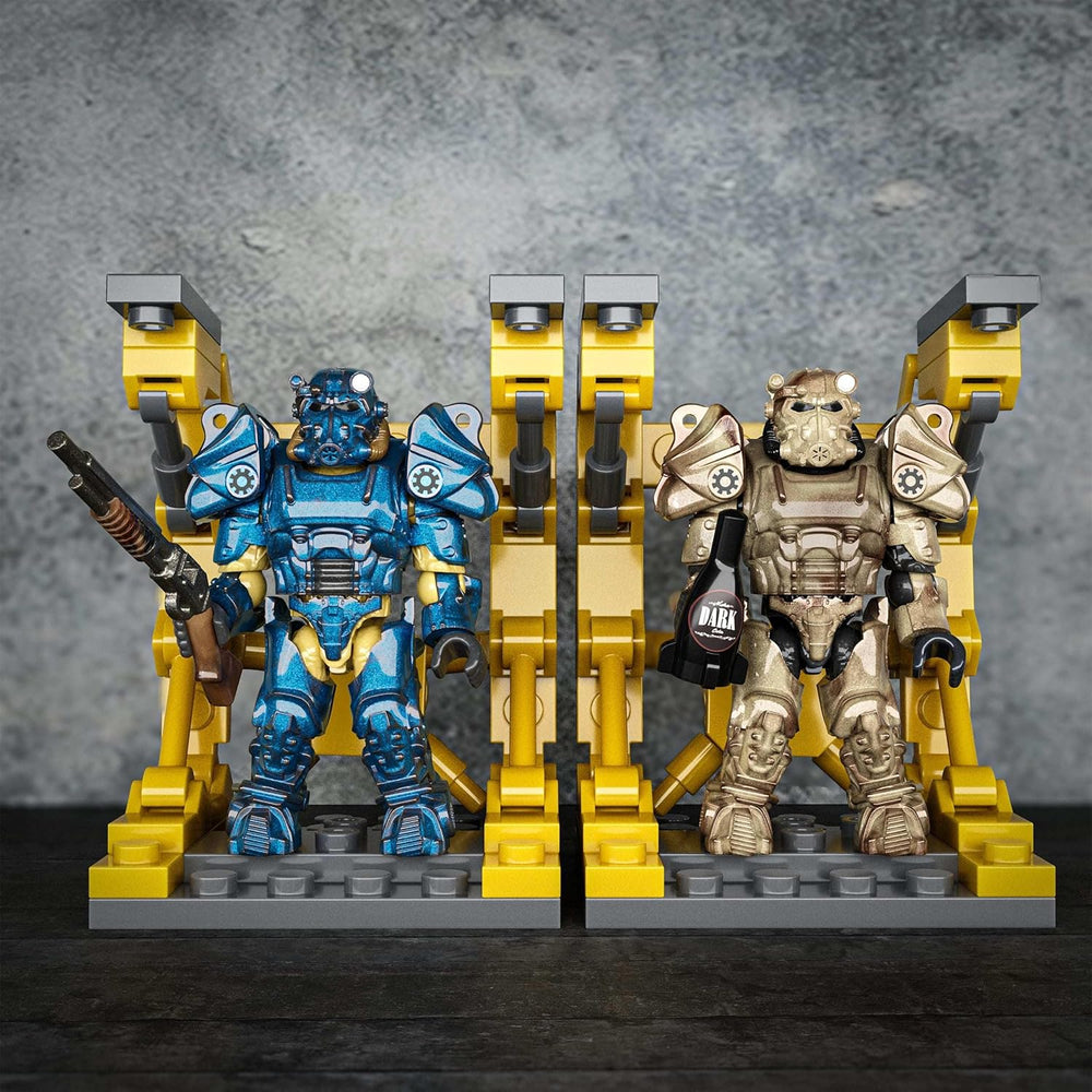 MEGA Fallout Action Figure Bauspielzeug, T-60 Power Armour Collection med 327 stk., 5 Mikro-Action-figurer og tilbehør, for Sammler
