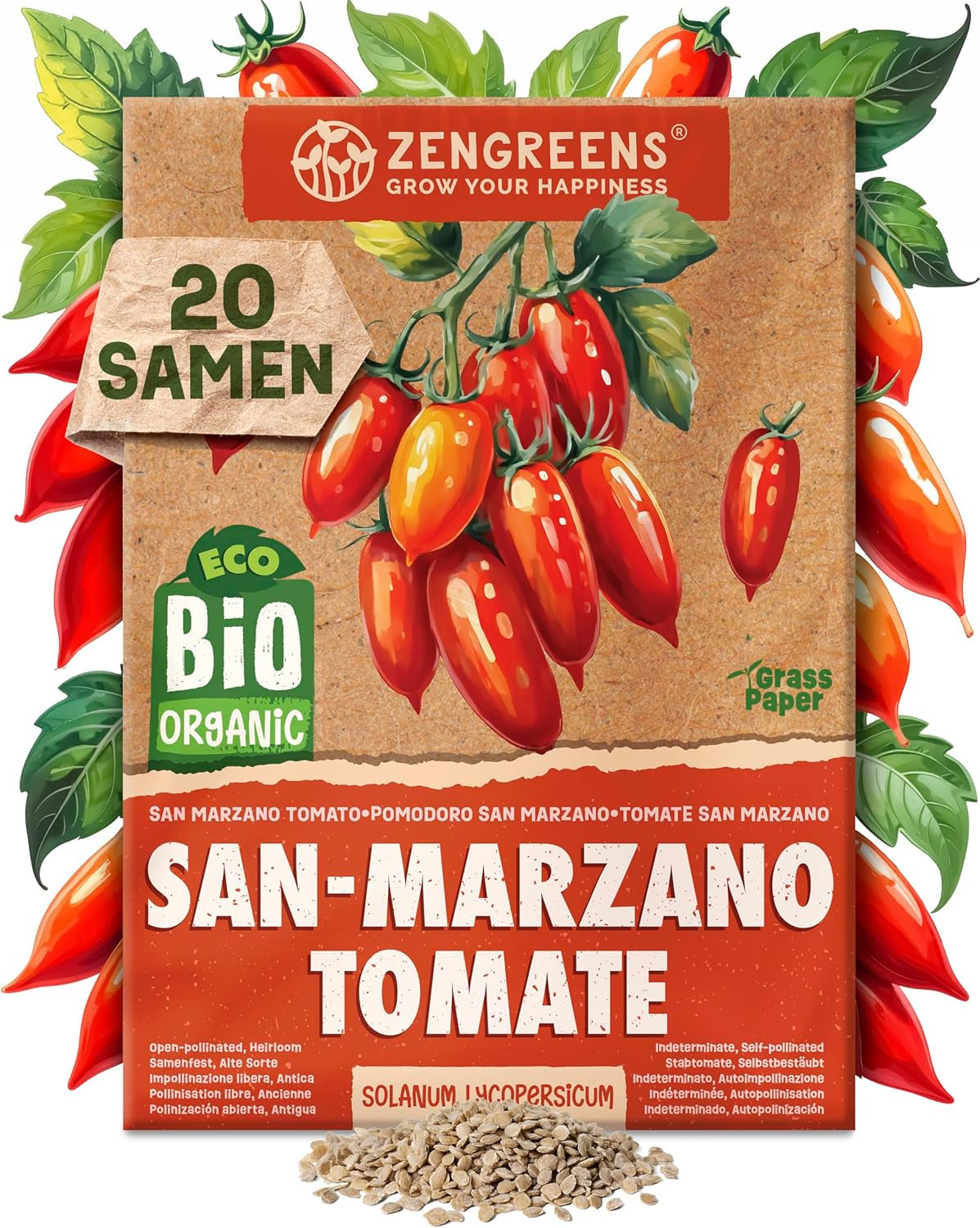 Økologiske tomatfrø i et sæt med 10 - 10 tomatfrø til nem dyrkning i haven, balkonen eller højbedet - Plantefrø - Frøplanter