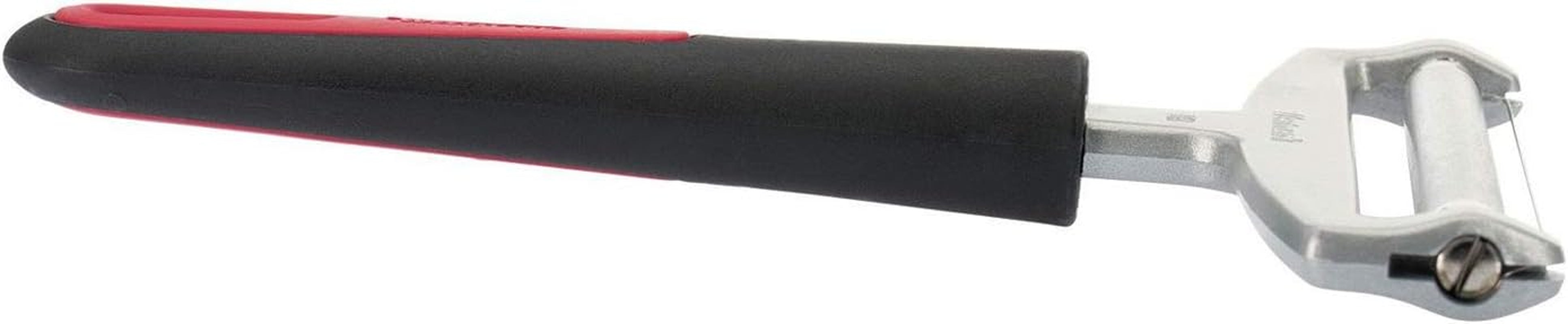 Westmark Käseschneider mit Rolle und auswechselbarem Schneiddraht, Variable Schnittstärke, Breite: 12 cm, Rostfreier Edelstahl/Aluminium/Kunststoff , Schwarz/Rot, 29272260, 17 x 12 x 2 cm