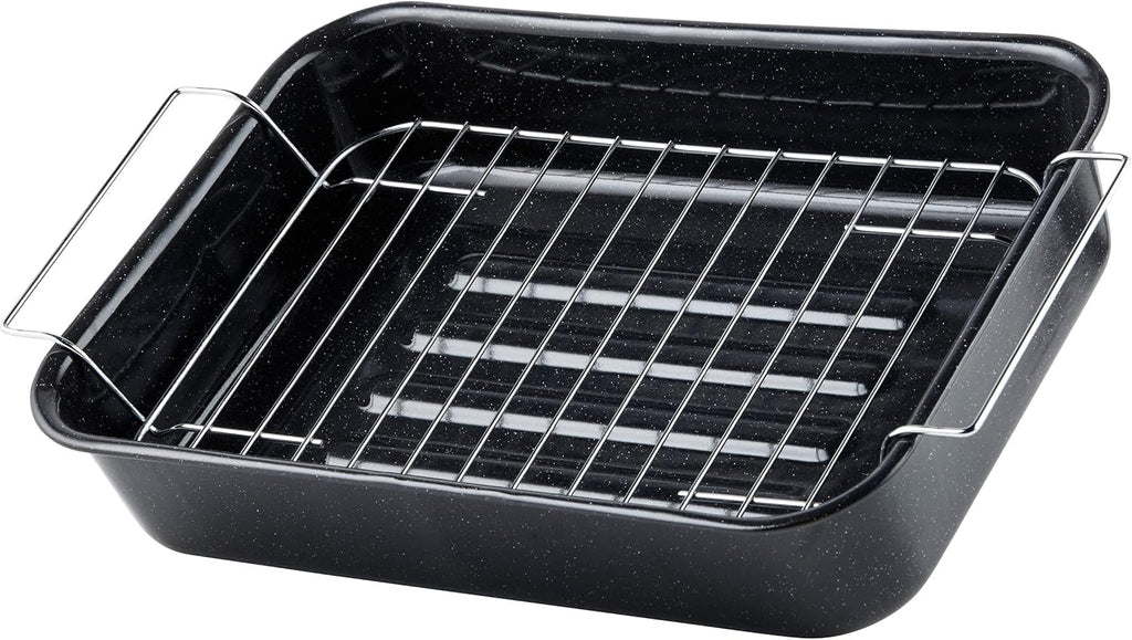 Russell Hobbs CW9161 Romano 34Cm Emaille Bräter - Mit Gitter, Rechteckige Auflaufform Mit Rost, Spülmaschinenfest Ofenform, Grill Auflaufform, Bratform Für Backofen Ofenbeständig Bis 230 Grad Matrite si tavi pentru copt Naty Shop