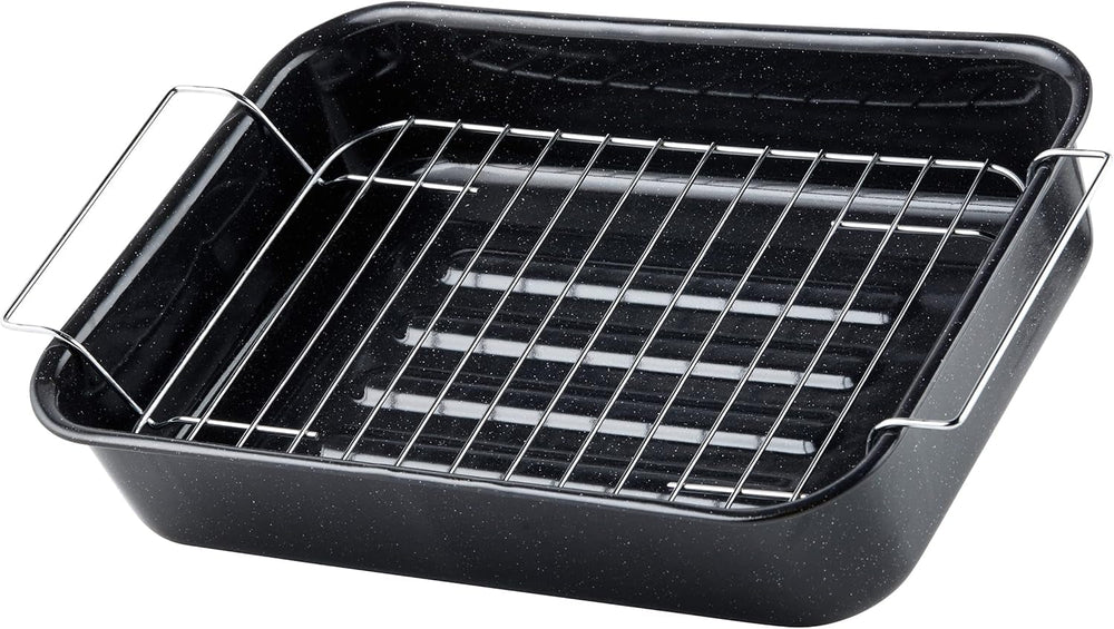 Russell Hobbs CW9161 Romano 34Cm Emalje Bräter - Mit Gitter, Rechteckige Auflaufform Mit Rost, Spülmaschinenfest Ofenform, Grill Auflaufform, Bratform Für Backofen Ofenbeständig Bis 230 Degree Forme og bakker til bagning Naty Shop