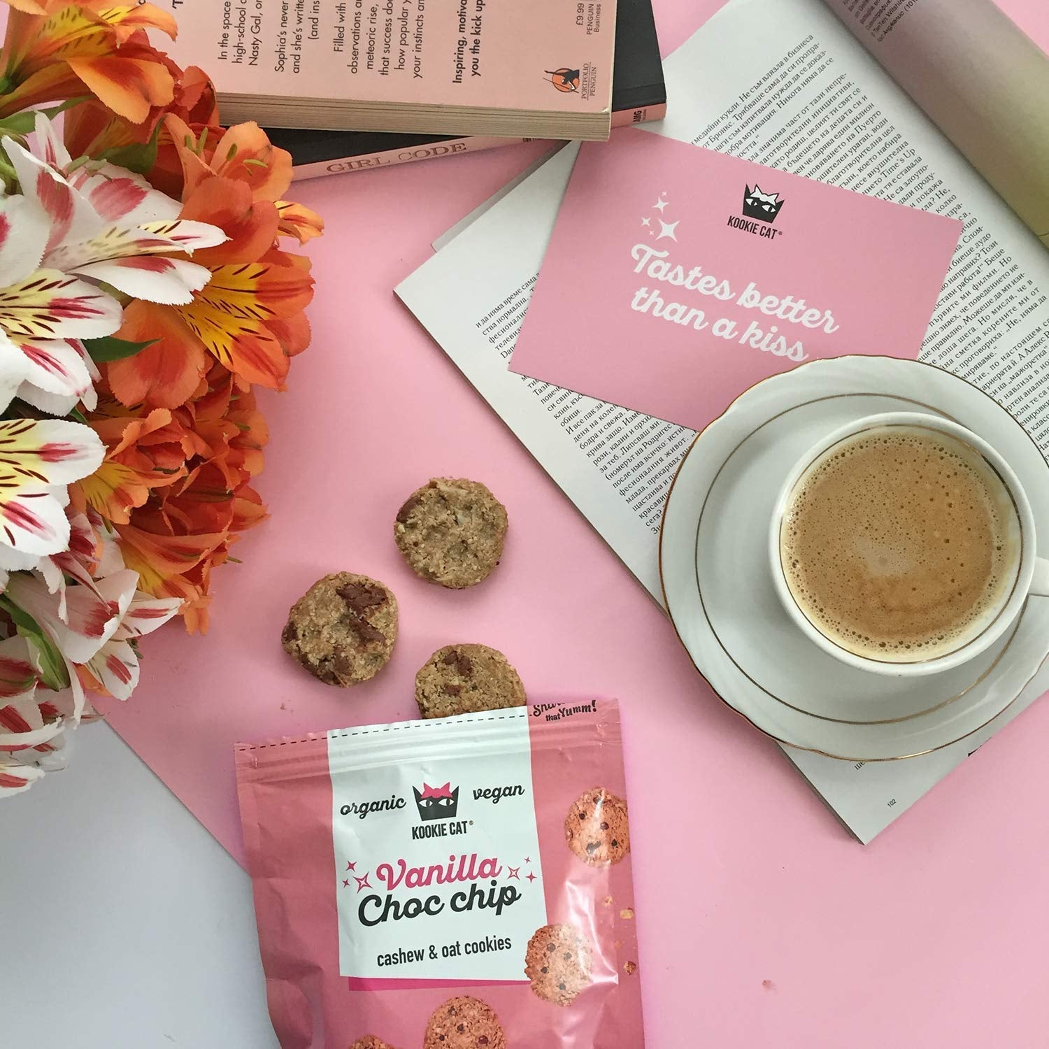 Biscuiți vegani cu ciocolată și vanilie - Mini fursecuri vegane, fără gluten, fără soia, organice, cu caju și ovăz - Pachet multiplu de 10 x 100g