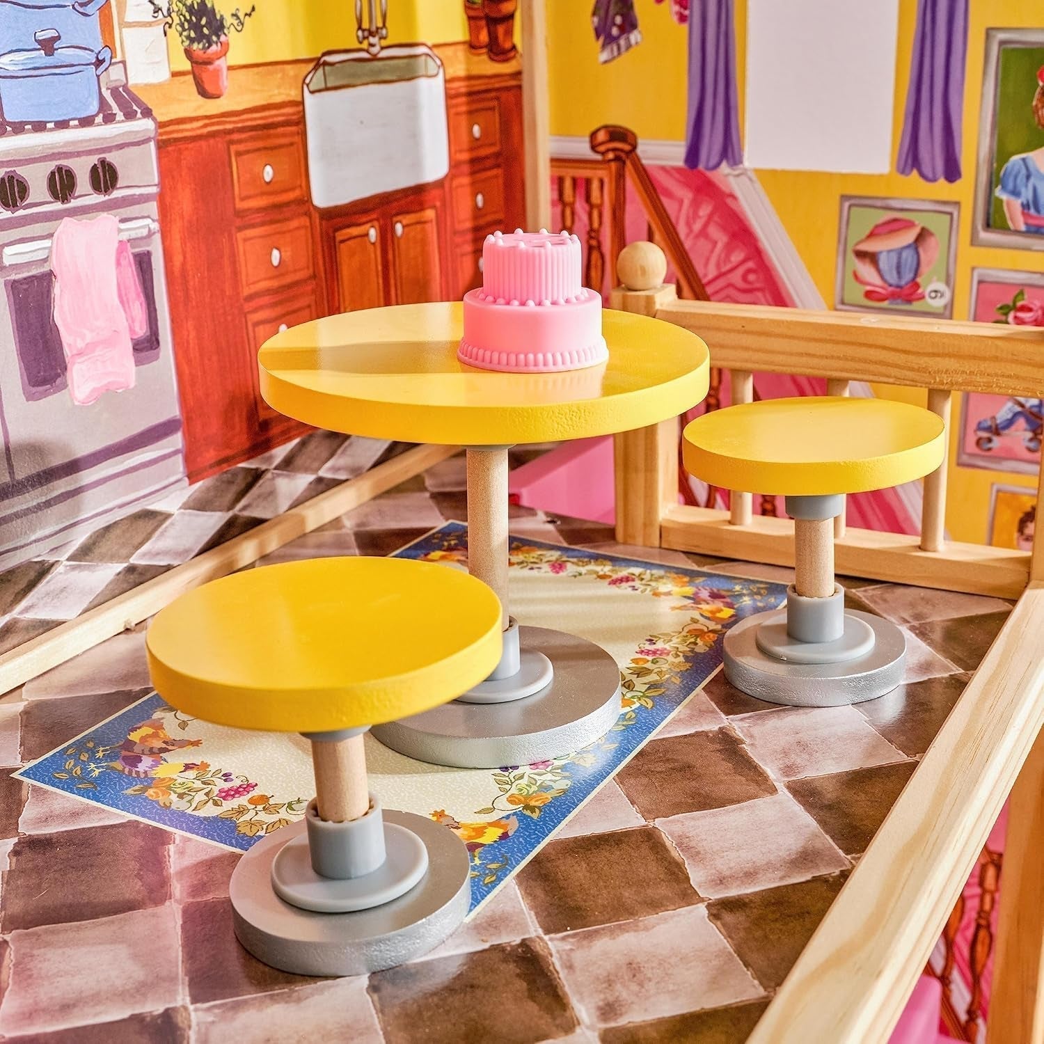 Kidkraft Kayla trædukkehus med møbler og tilbehør, 3-niveau legesæt til 30 cm dukker, legetøj til 3 år gammel, 65092 - Eksklusivt på Amazon Dukkehuse Naty Shop