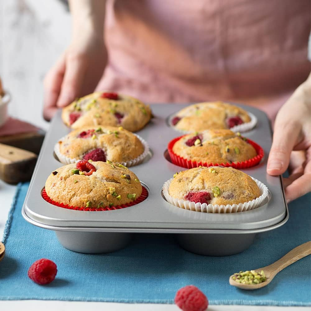 Bakke 6 Jumbo Muffins Ø 9 Cm - 34 X 22 X 4,5 cm Bageforme og plader Naty Shop
