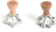 Set de forme pentru ravioli și biscuiți MARCATO, aparat de făcut ravioli, formă pentru biscuiți, lemn masiv și fontă, fabricat în Italia, formă de stea 65 mm + formă de floare 70 mm