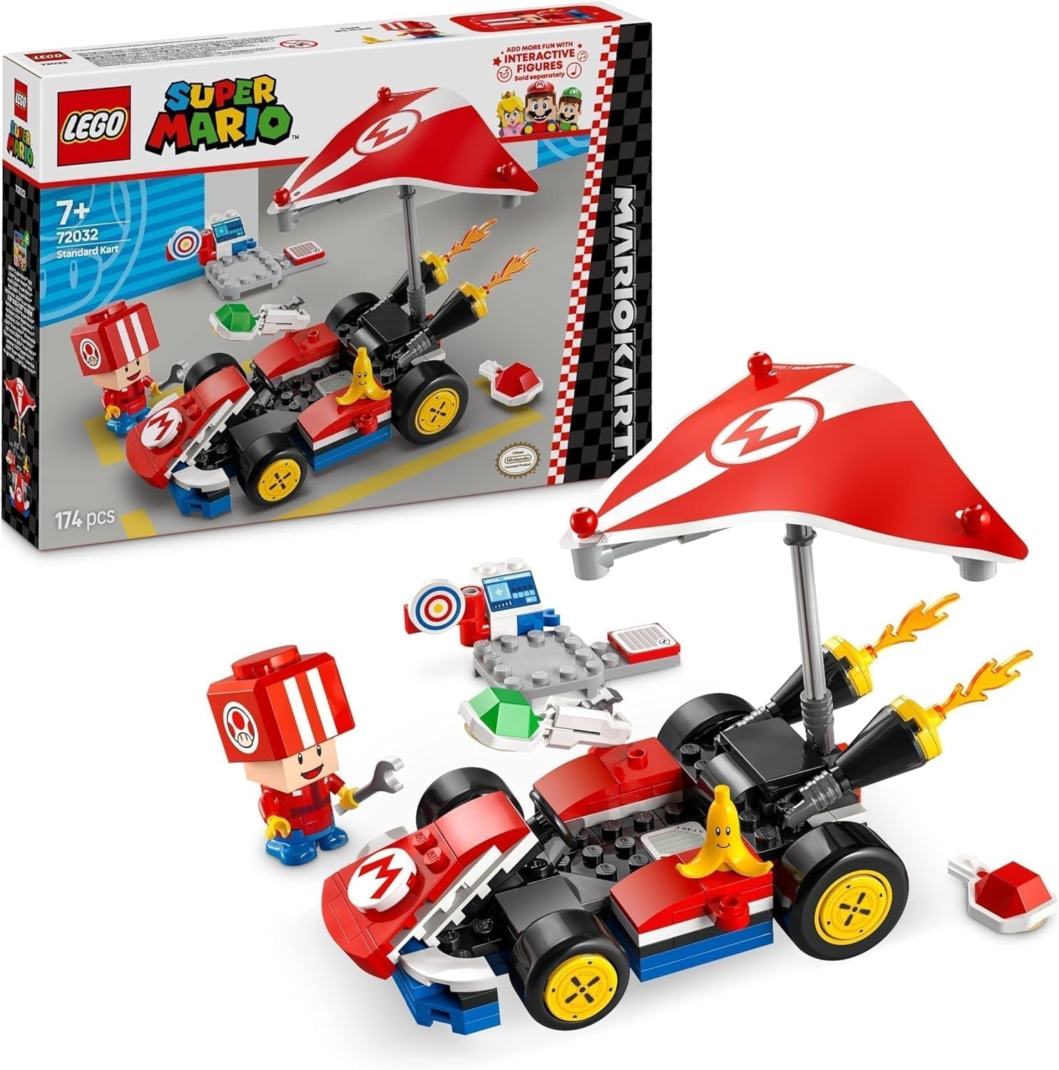 LEGO Super Mario: Mario Kart - Standard Kart, Nintendo Collection, Børnegave, Tillader drenge, piger og spillere på 7 år at spille selvstændigt, Eventyrlegetøj med tudsefigur 72032 Byggesæt Besuche den LEGO-Store Standardtitel