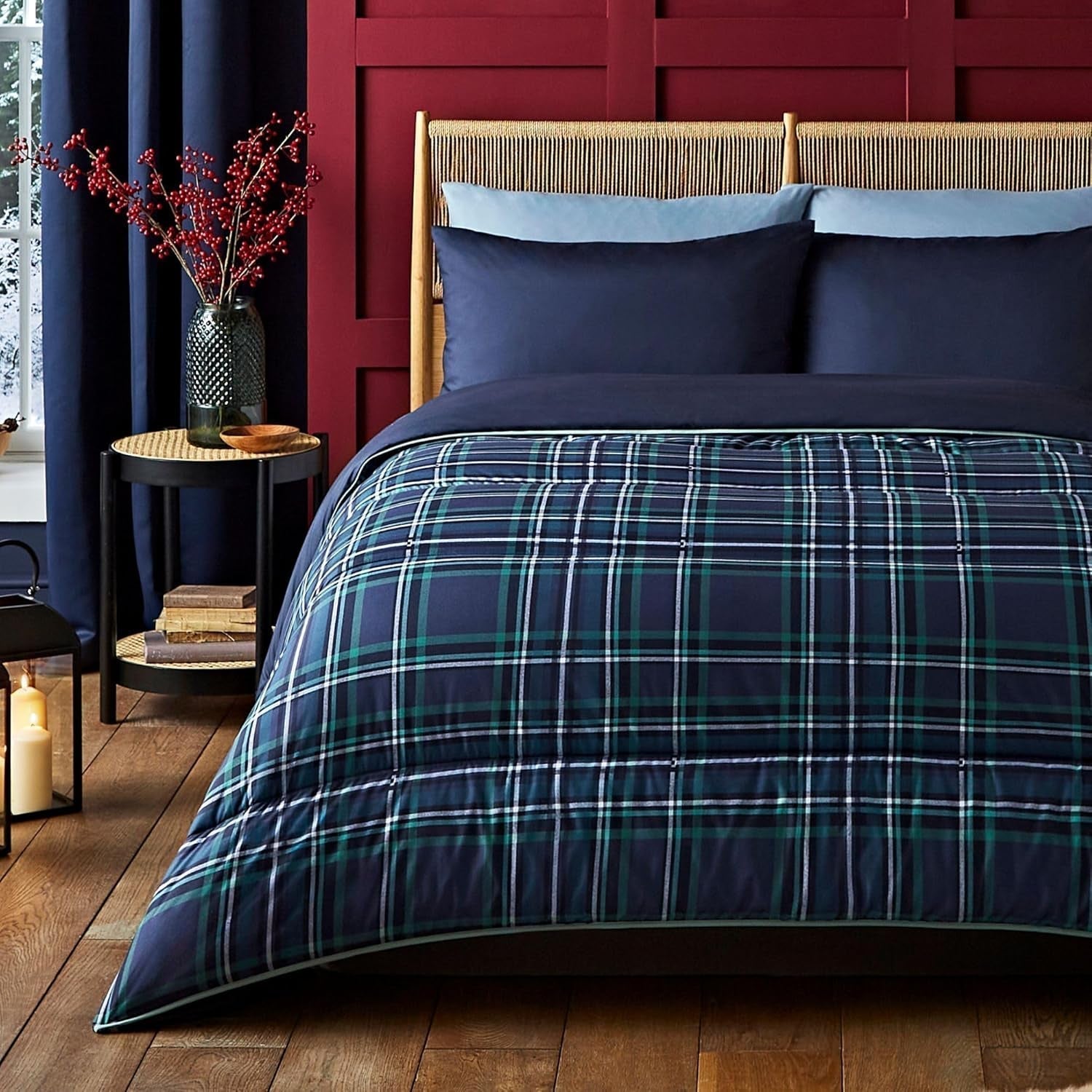 Night Lark Dyne og pudebetræk Sæt 10,5 Tog Enkeltseng Klassisk Rød Tartan Luksus Sengetøj Hypoallergen Kan maskinvaskes Naty Shop Klassisk Navy Tartan Dyner og dyner Enkeltseng