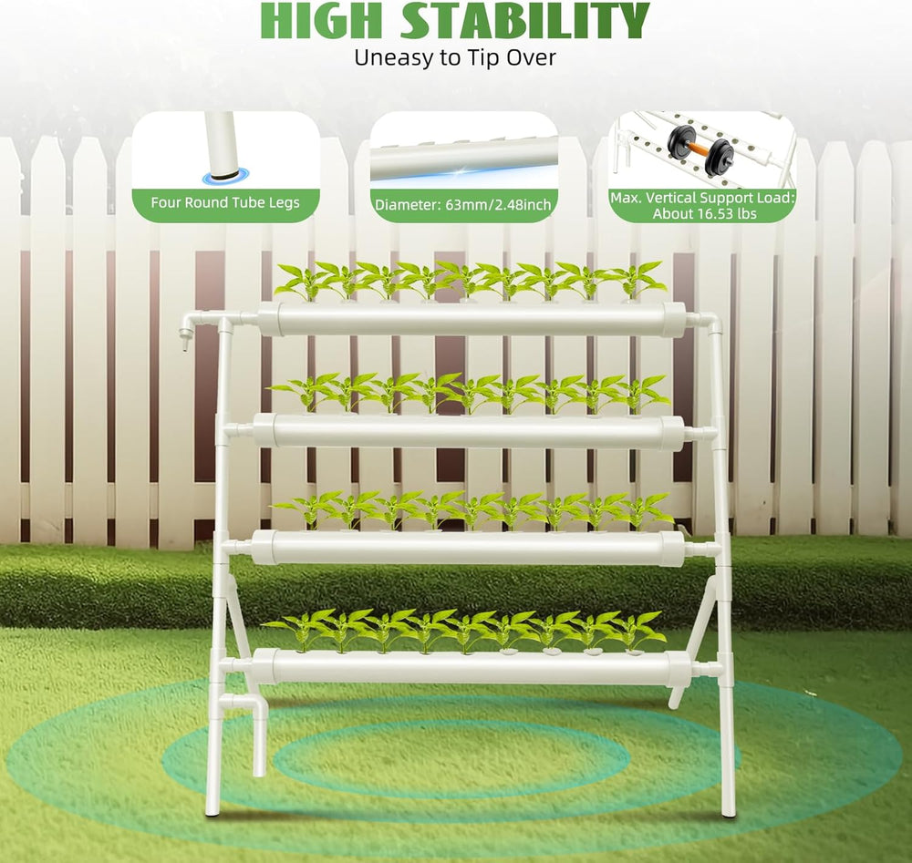 Hydroponic System, Tower Hydroponic Grow Kit, 4-trins plantestander med 36 plantehuller, jordfri plantedyrkningssystemer til have, kontor og andre indendørs og udendørs rum