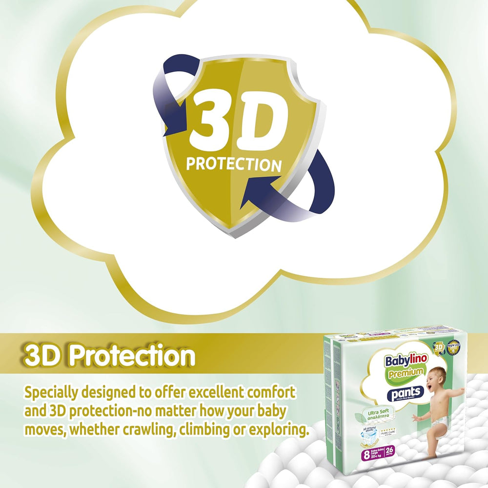 Premium bukser størrelse 8 med ultra-blødt filter, XXL (20+ kg), 104 stk.