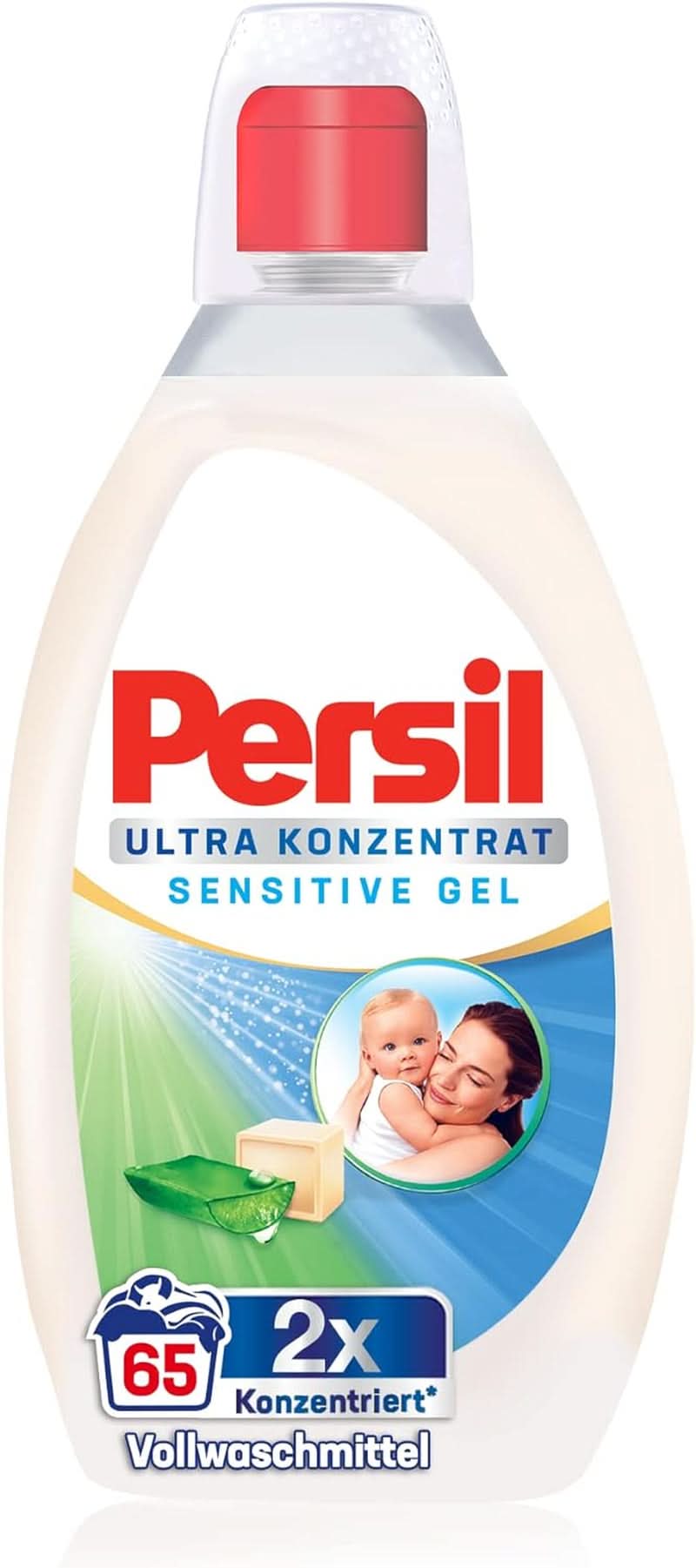 Persil Ultra Concentrate Sensitive Gel (130 vaske), Flydende vaskemiddel til allergier og babyer i en mindre flaske for mindre plastik, Fjerner vanskelige pletter, Dermatologisk testet Naty Shop Vaskevaskemidler