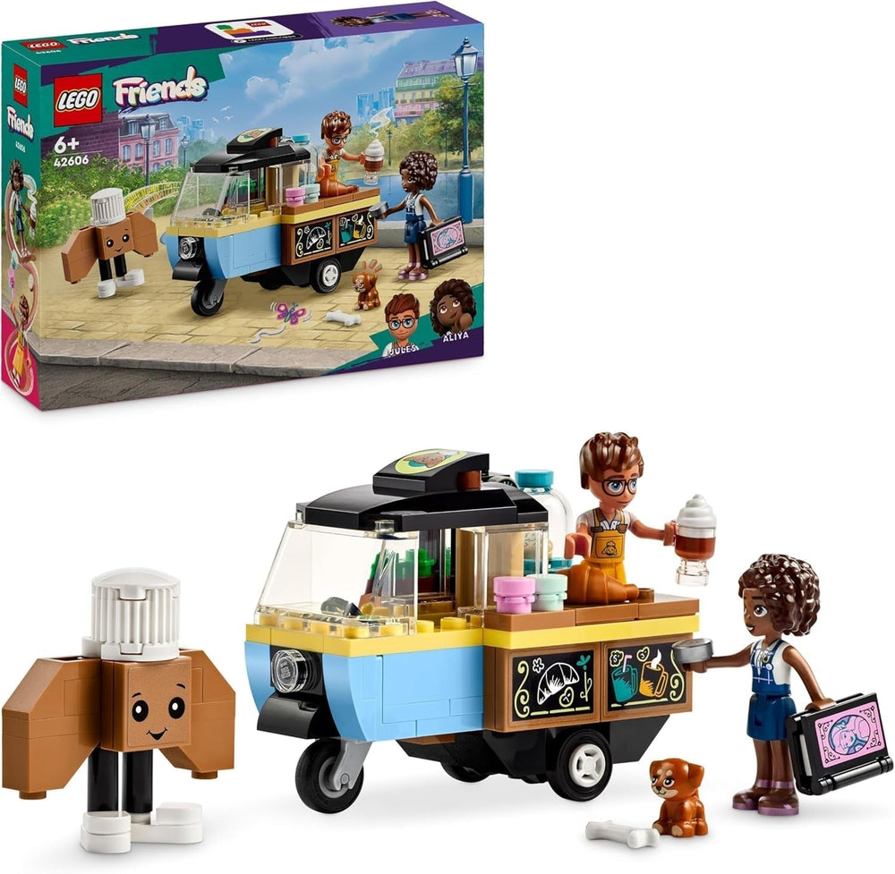 LEGO Friends Rolling Café Lille bagelegetøj til børn, gave til piger og drenge 6 år, pædagogisk legetøj med Aliya, Jules og hunden Aira 42606 Byggesæt Besuche den LEGO-Store Single