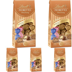Chokolade - Sortiment FIORETTO Minis | 115 g | Ca. 10 mælkechokoladepraliner i marcipan, cappuccino og nougat smag, indeholder alkohol | Chokolade gavesæt | Chokolade gavesæt (pakke med 5)