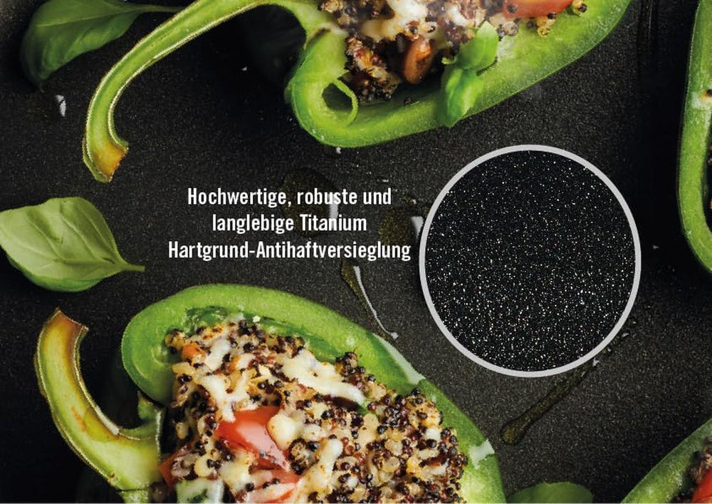 Woll Nowo Titanium flad pande - induktion, 5 cm højde, aftageligt håndtag - til alle typer kogeplader, støbt aluminium, non-stick belægning Gryder og pander Naty Shop