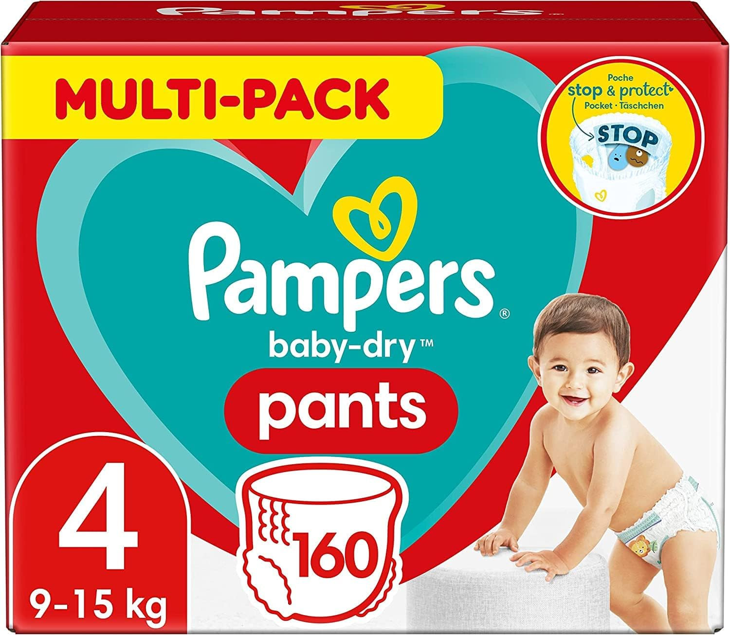 Pampers Baby-Dry Pants Größe 5, 160 Stück, 11kg-17kg, 360° auslaufsichere Passer til dag og nat