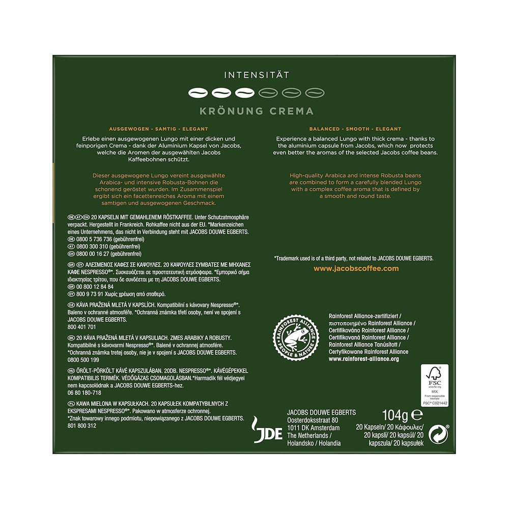 Jacobs Kaffeekapseln Guten Morgen XL Intense - 10er Pack (10 x 20 Getränke) & Kaffeekapseln Krönung Crema, 200 Nespresso kompatible Kapseln, 10er Pack, 10 x 20 Getränke, 1040 g