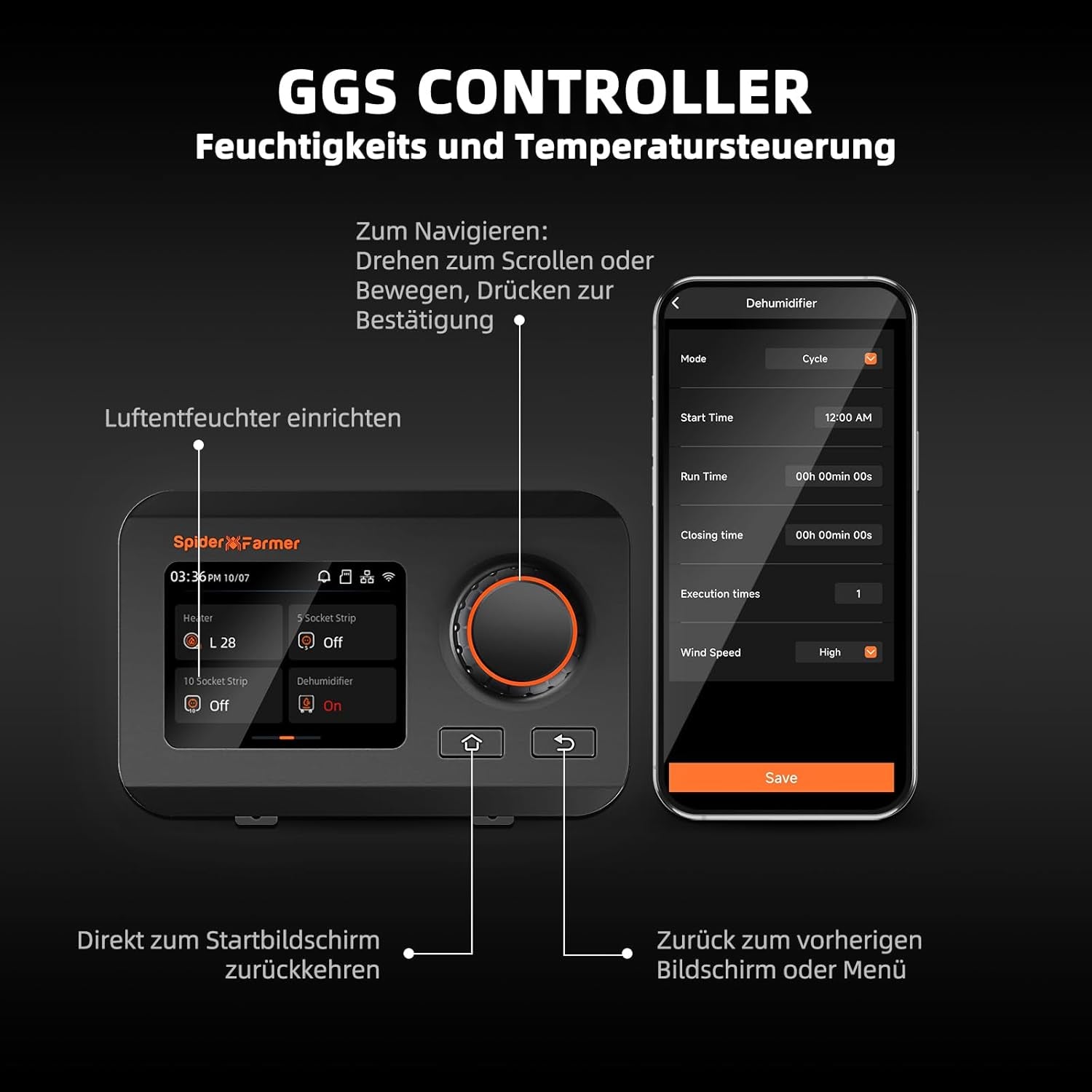 SPIDER FARMER Affugter, 12L planteaffugter med fugtkontrol, appkontrol, 24-timers timerfunktion til væksttelte, elektrisk affugter til indendørs haver, lejligheder og kældre