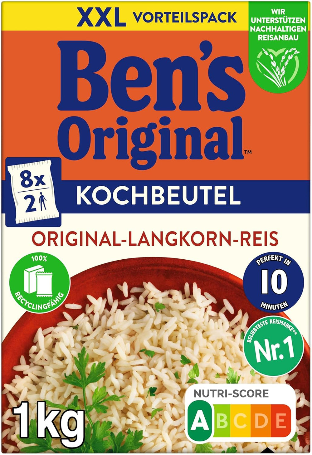 BEN'S ORIGINAL™ langkornet ris, kogt i pose, 10 minutter, 6 x 1 kg