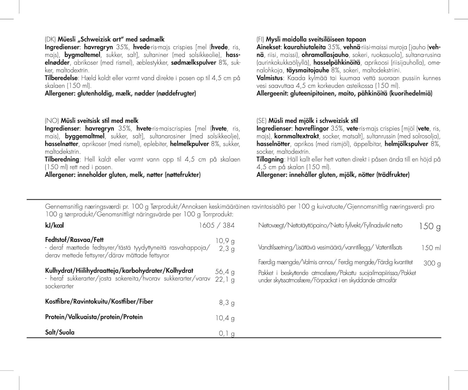 Trek'n Eat schweizisk müsli med mælkepulver (pakke med 2)