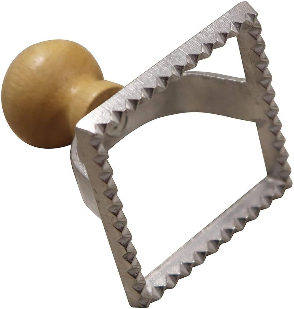 Fackelmann Emporte-pièce ravioli 40923 formă de biscuiți, formă pătrată pentru aluat de ravioli, 6 x 6 x 7,2 cm, lemn, oțel inoxidabil