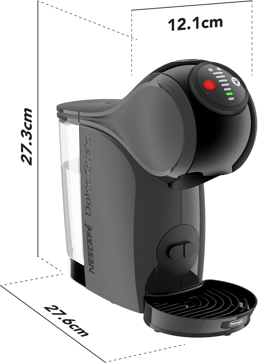 NESCAFÉ DOLCE GUSTO DeLonghi Dolce Gusto Genio S EDG226.A, Espressor cu capsule, inclusiv 3 capsule, design compact, tavă de scurgere reglabilă, 0,8 l, rezervor de apă detașabil, 1470 W, Antracit