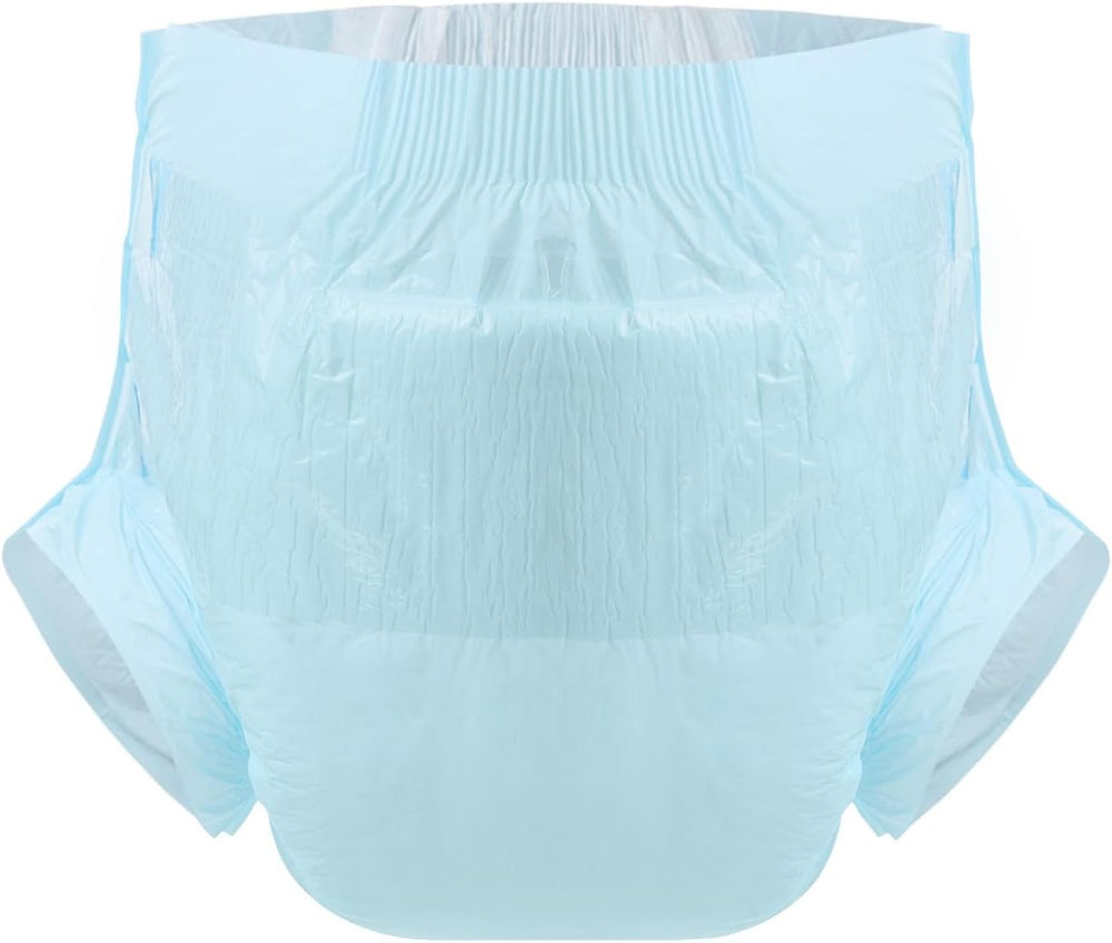 CutiePlusU voksenbleer, 10-pak engangsinkontinenstrusser med løkker til kvinder og mænd, maksimal absorptionsevne natten over - blå (stor størrelse 94-119 cm)